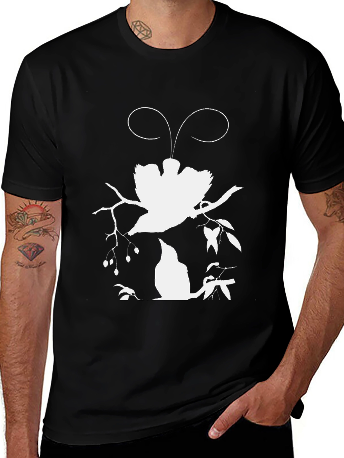 Bird Silhouette Graphic Tee - Black