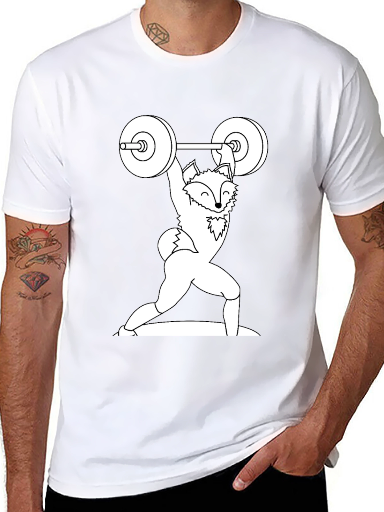 Weightlifting Fox Graphic Tee - Black Cotton T-Shirt