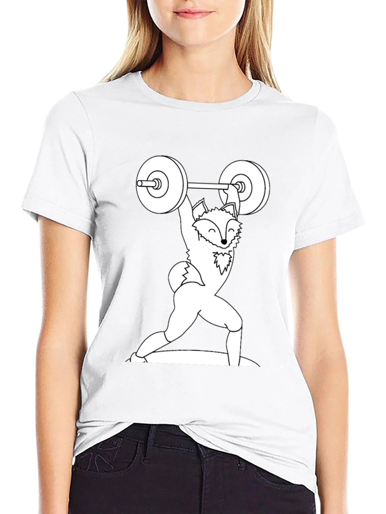 Weightlifting Fox Graphic Tee - Black Cotton T-Shirt