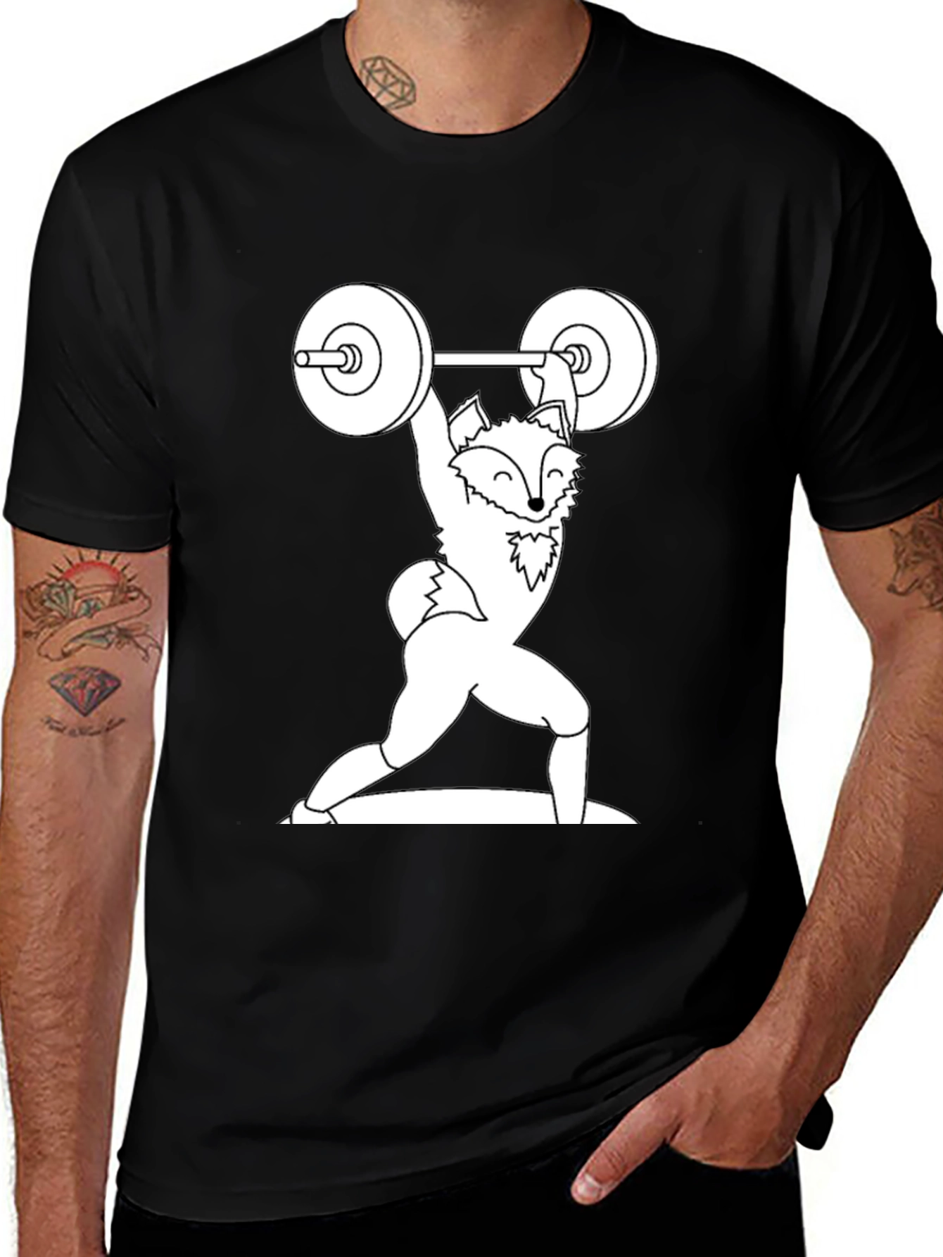 Weightlifting Fox Graphic Tee - Black Cotton T-Shirt