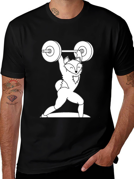 Weightlifting Fox Graphic Tee - Black Cotton T-Shirt