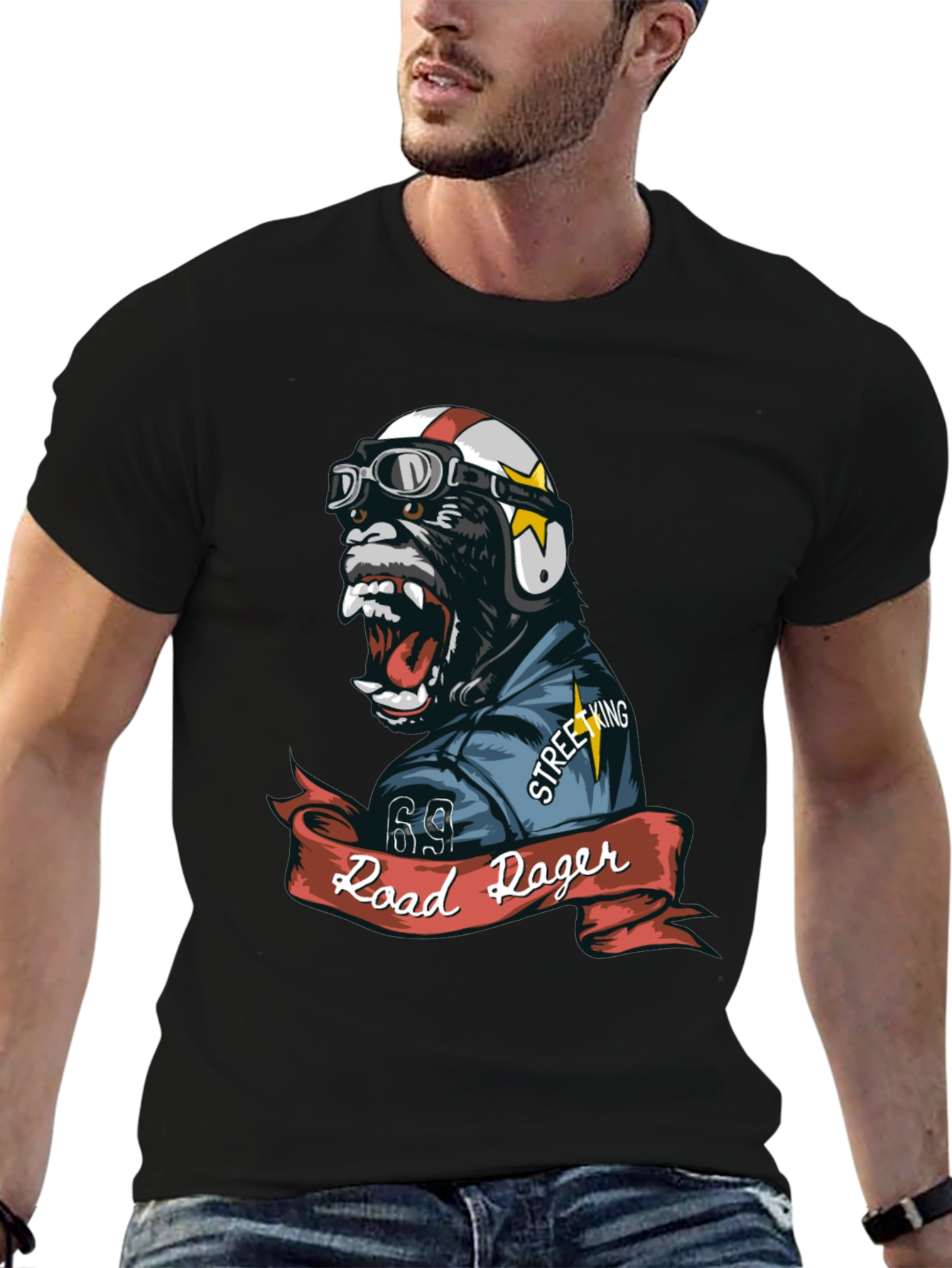 Road Roger Gorilla Biker T-Shirt