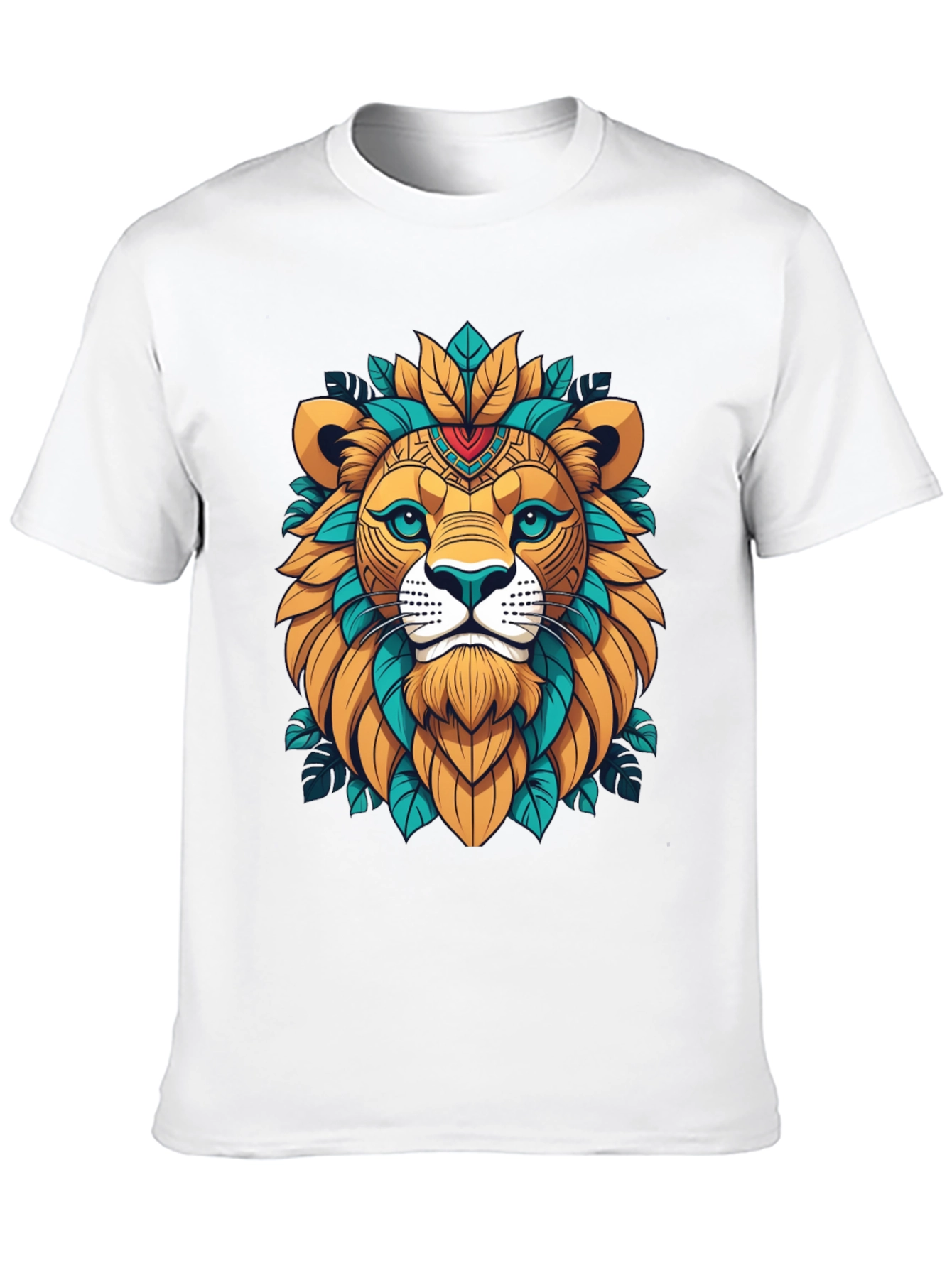 Lion Head Graphic Tee - Artistic Animal Design