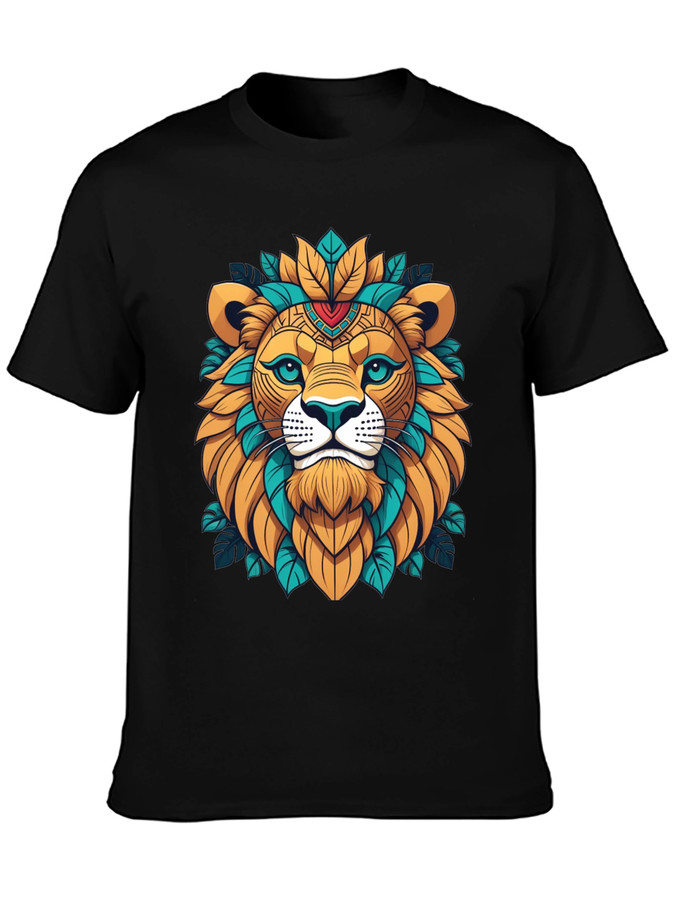 Lion Head Graphic Tee - Artistic Animal Design