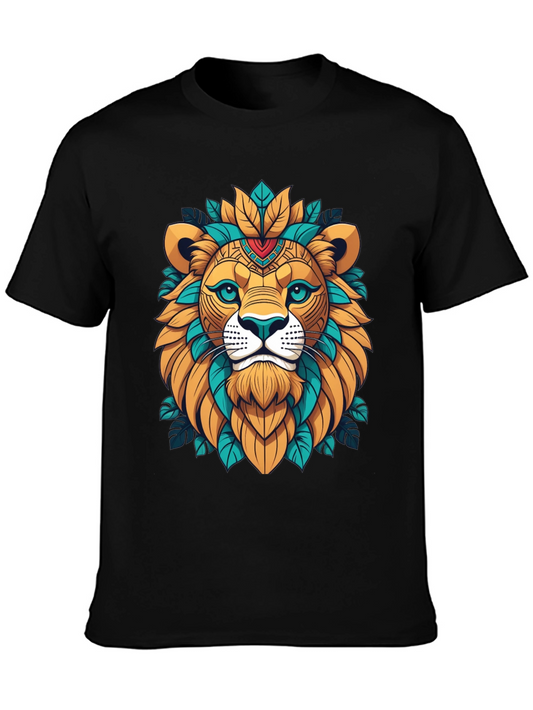 Lion Head Graphic Tee - Artistic Animal Design