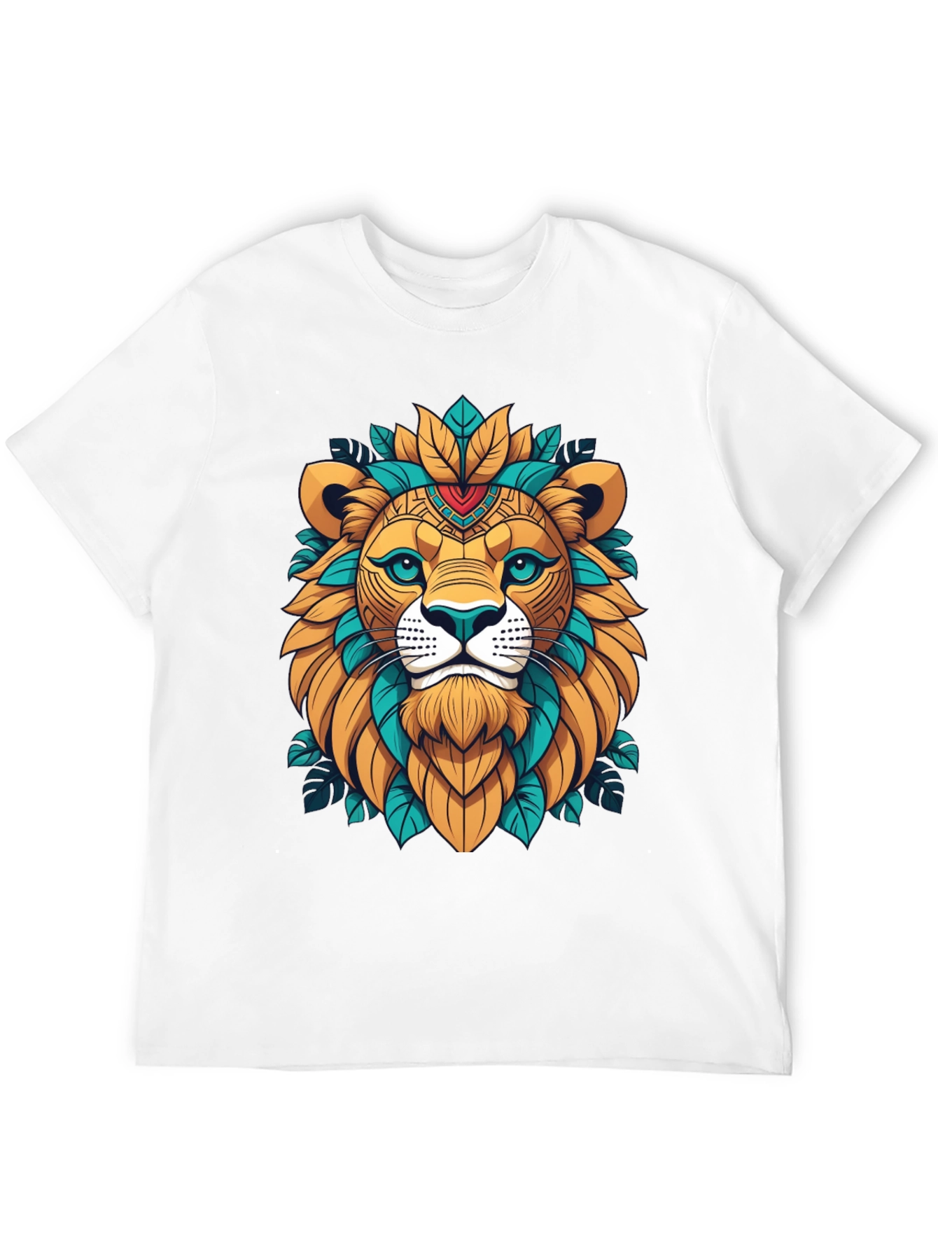 Lion Head Graphic Tee - Artistic Animal Design
