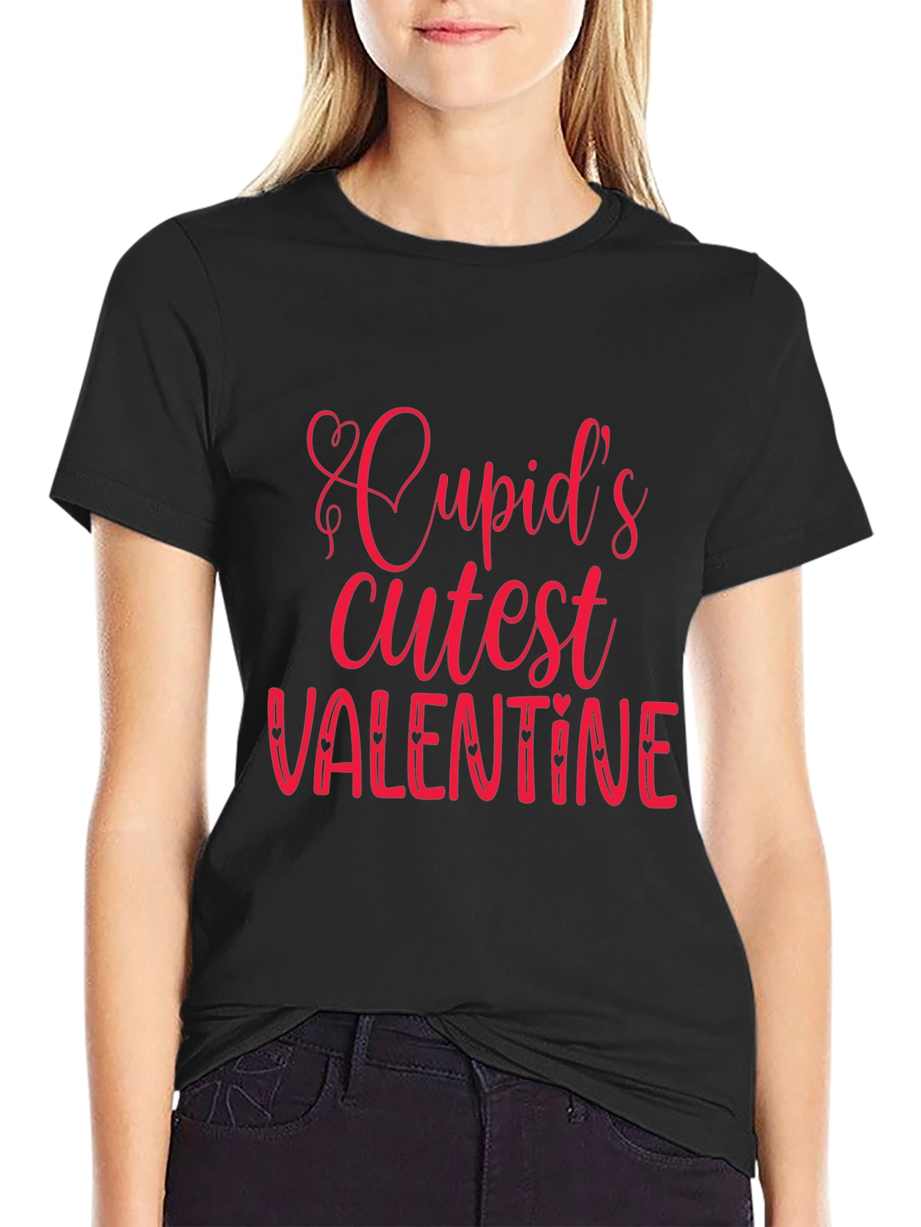 Cupids Cutest Valentine Black Graphic Tee