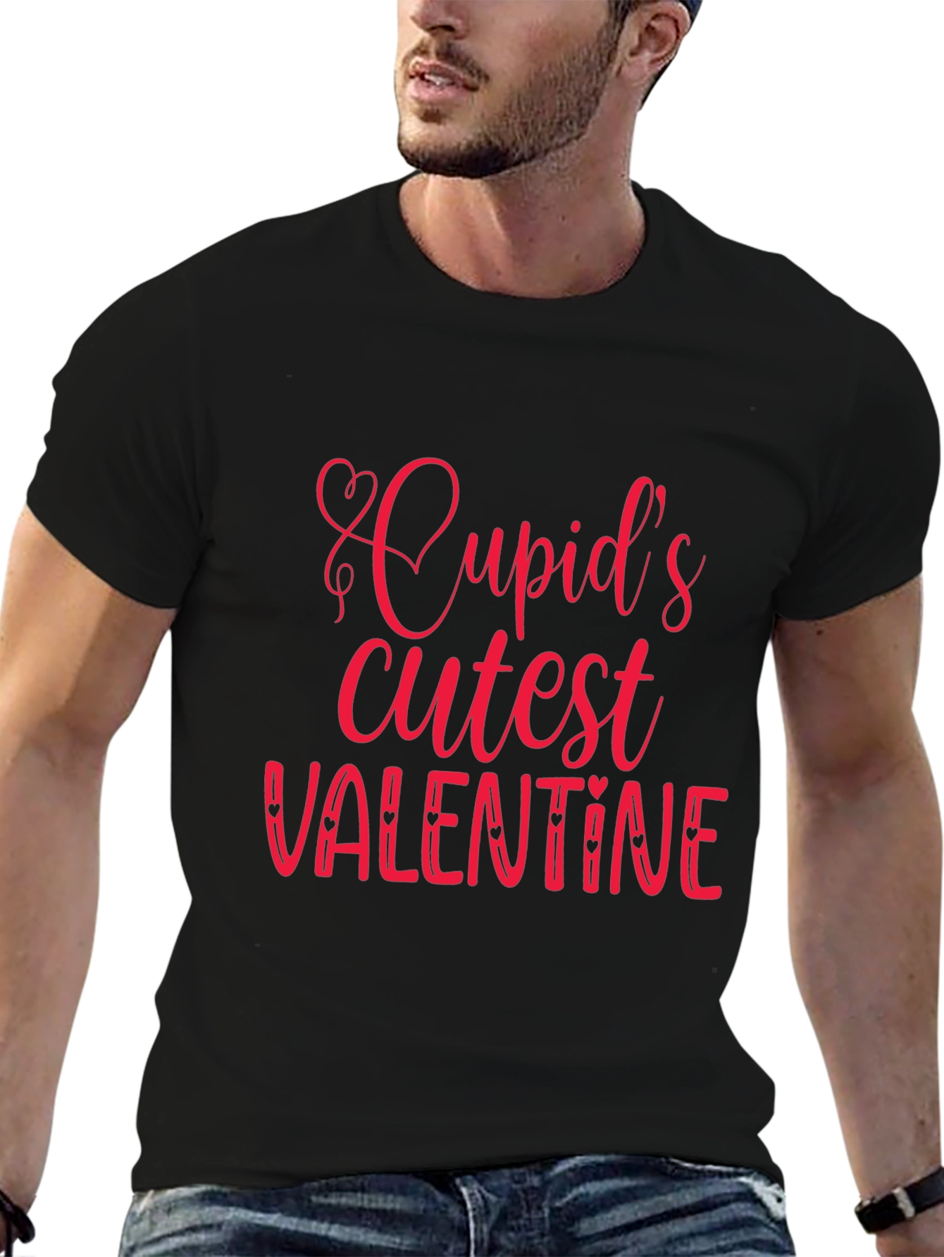 Cupids Cutest Valentine Black Graphic Tee