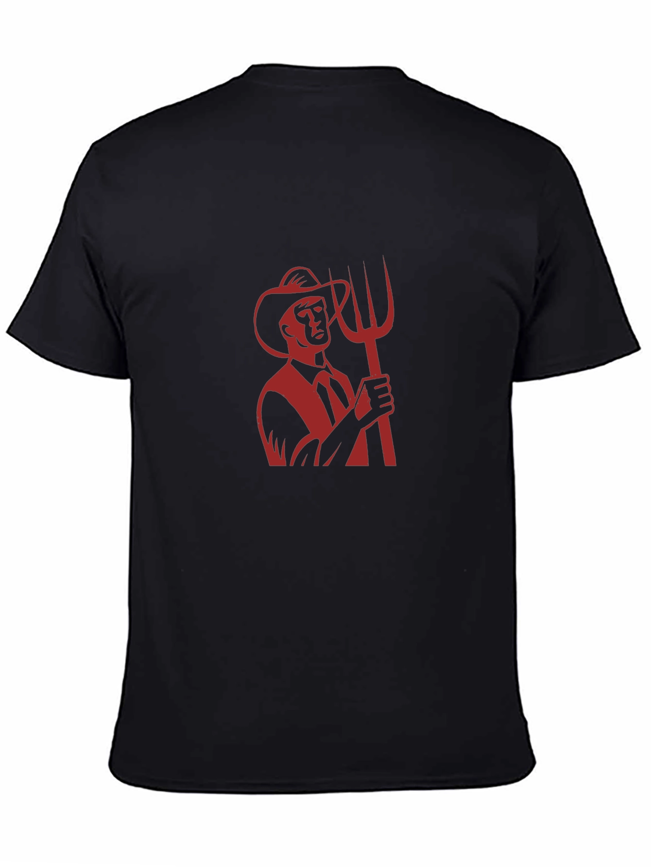 Graphic Tee: Retro Farmer with Pitchfork - Black