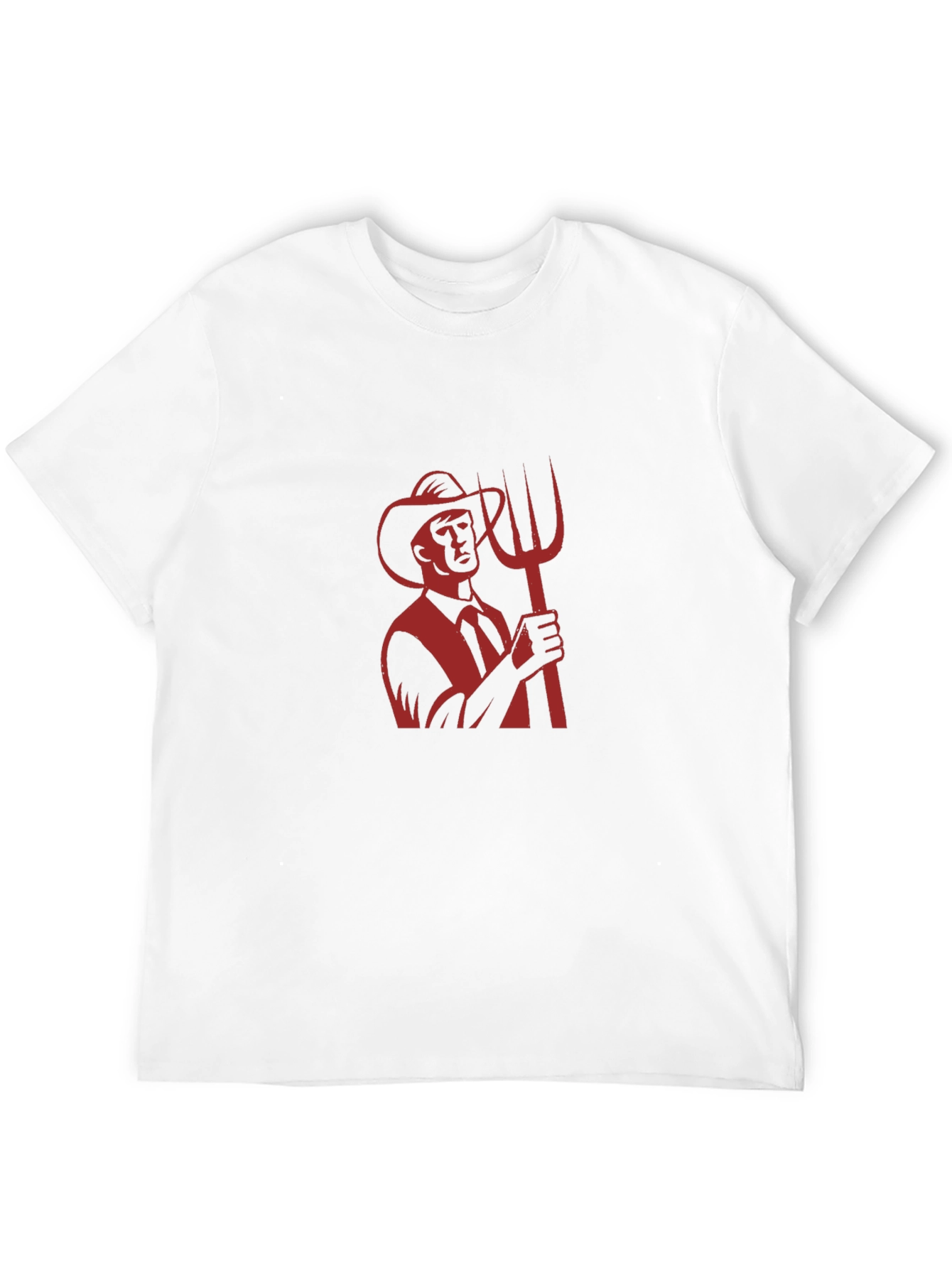 Graphic Tee: Retro Farmer with Pitchfork - Black