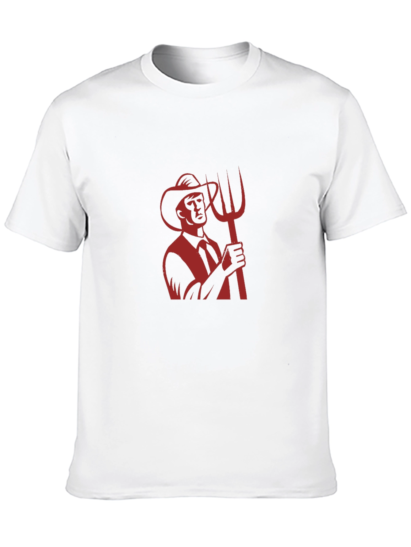 Graphic Tee: Retro Farmer with Pitchfork - Black