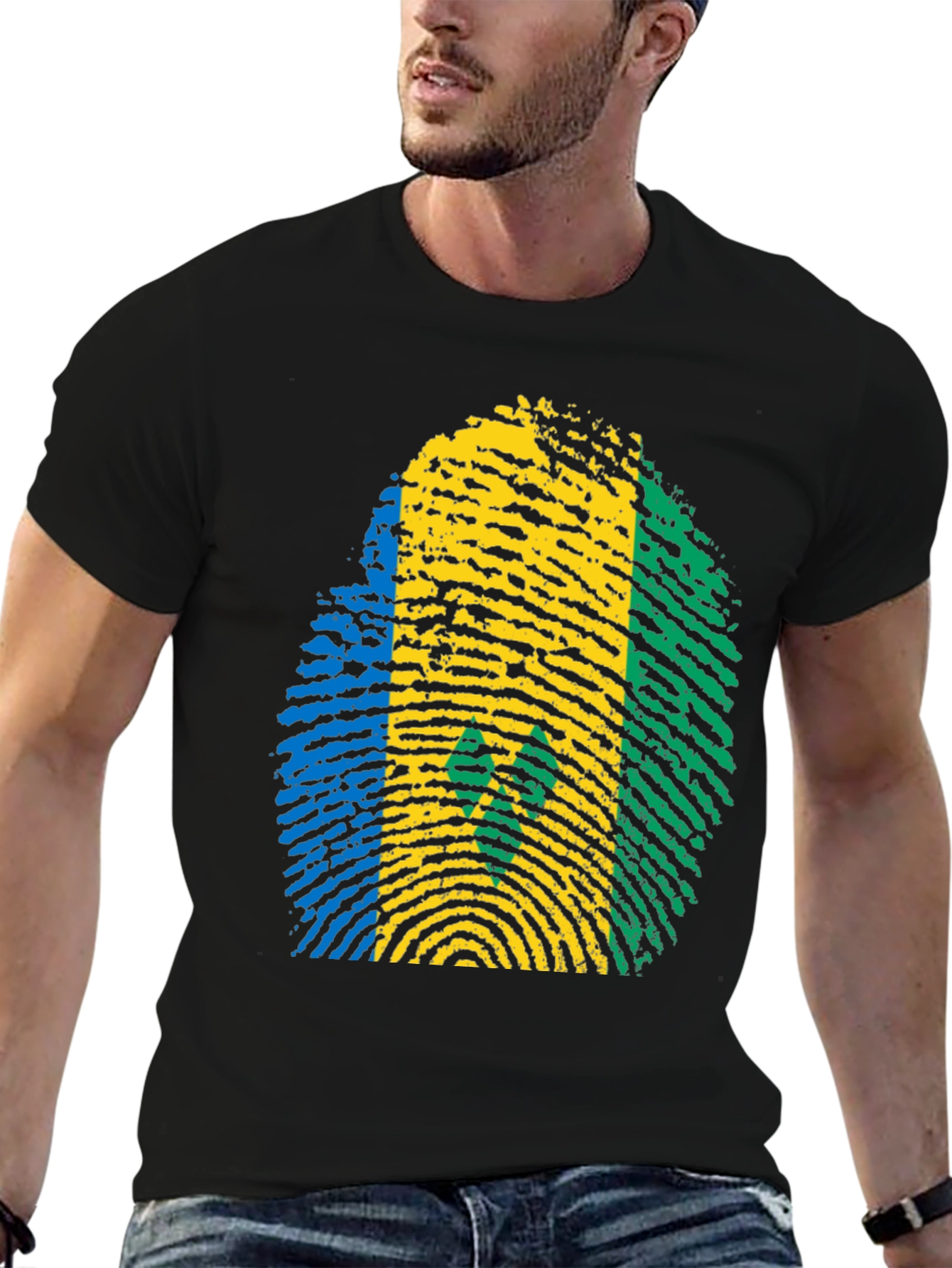 Saint Vincent Flag Fingerprint T-Shirt