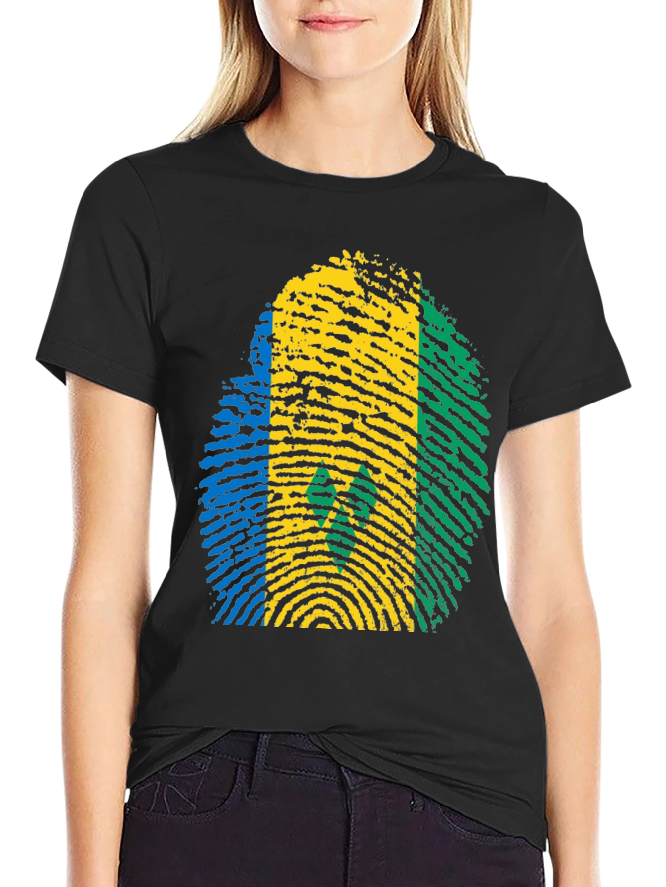 Saint Vincent Flag Fingerprint T-Shirt