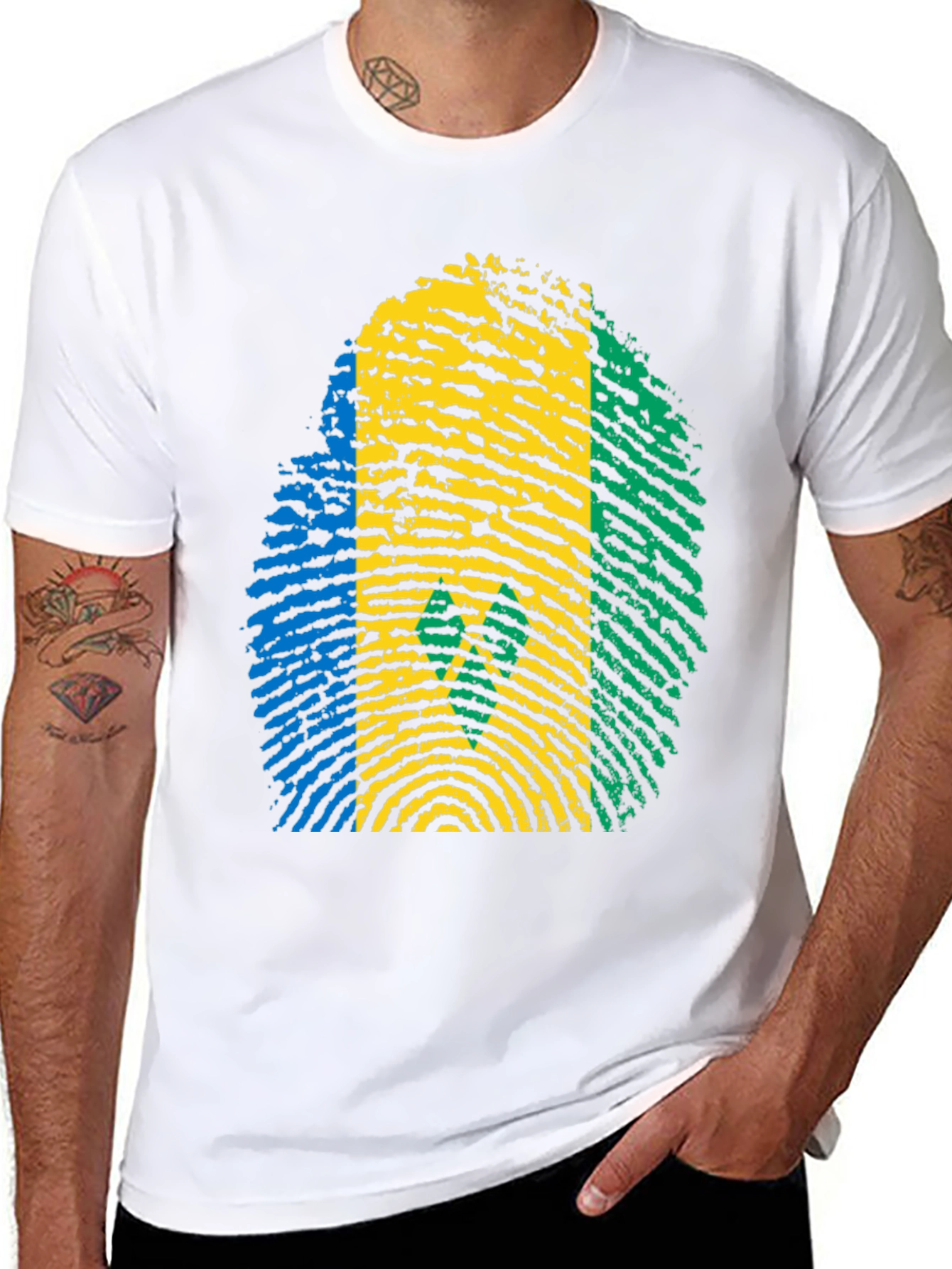 Saint Vincent Flag Fingerprint T-Shirt