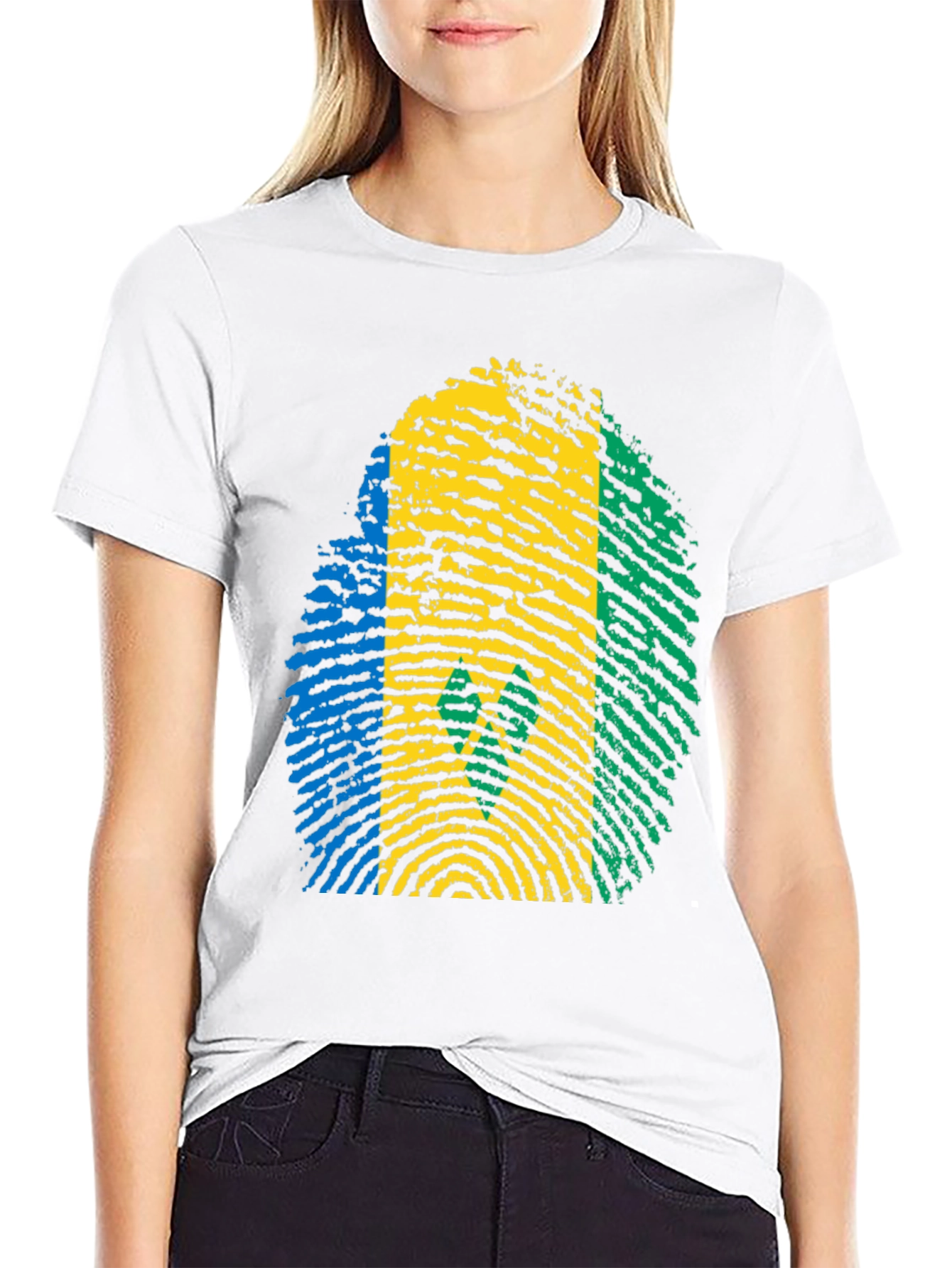 Saint Vincent Flag Fingerprint T-Shirt