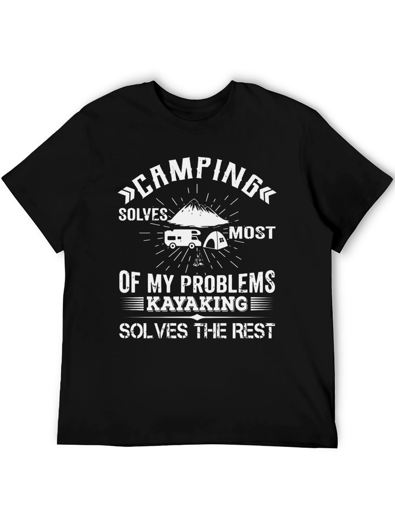 Camping and Kayaking Solves Problems Graphic Tee