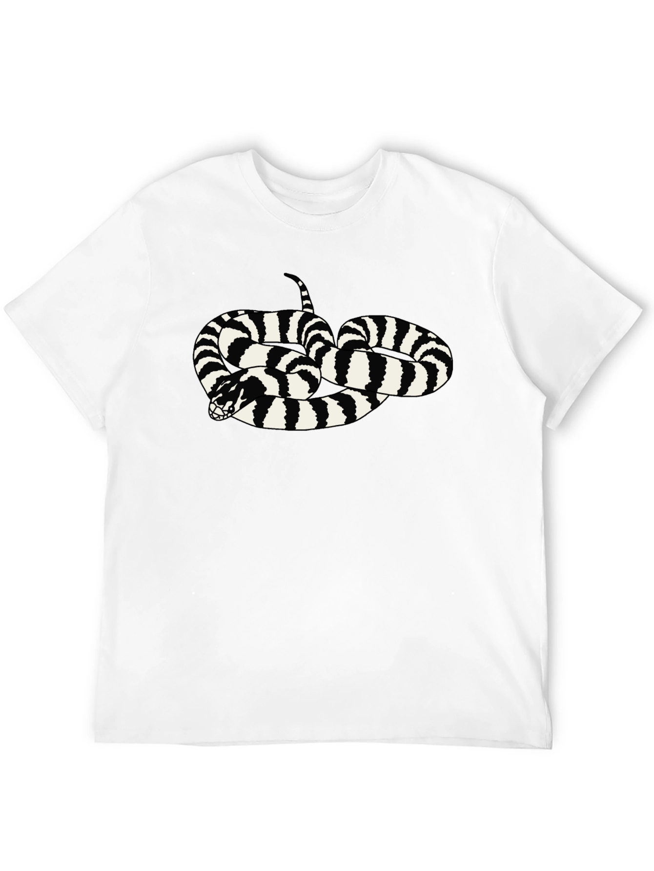 Striped Snake Graphic Tee - Black Cotton