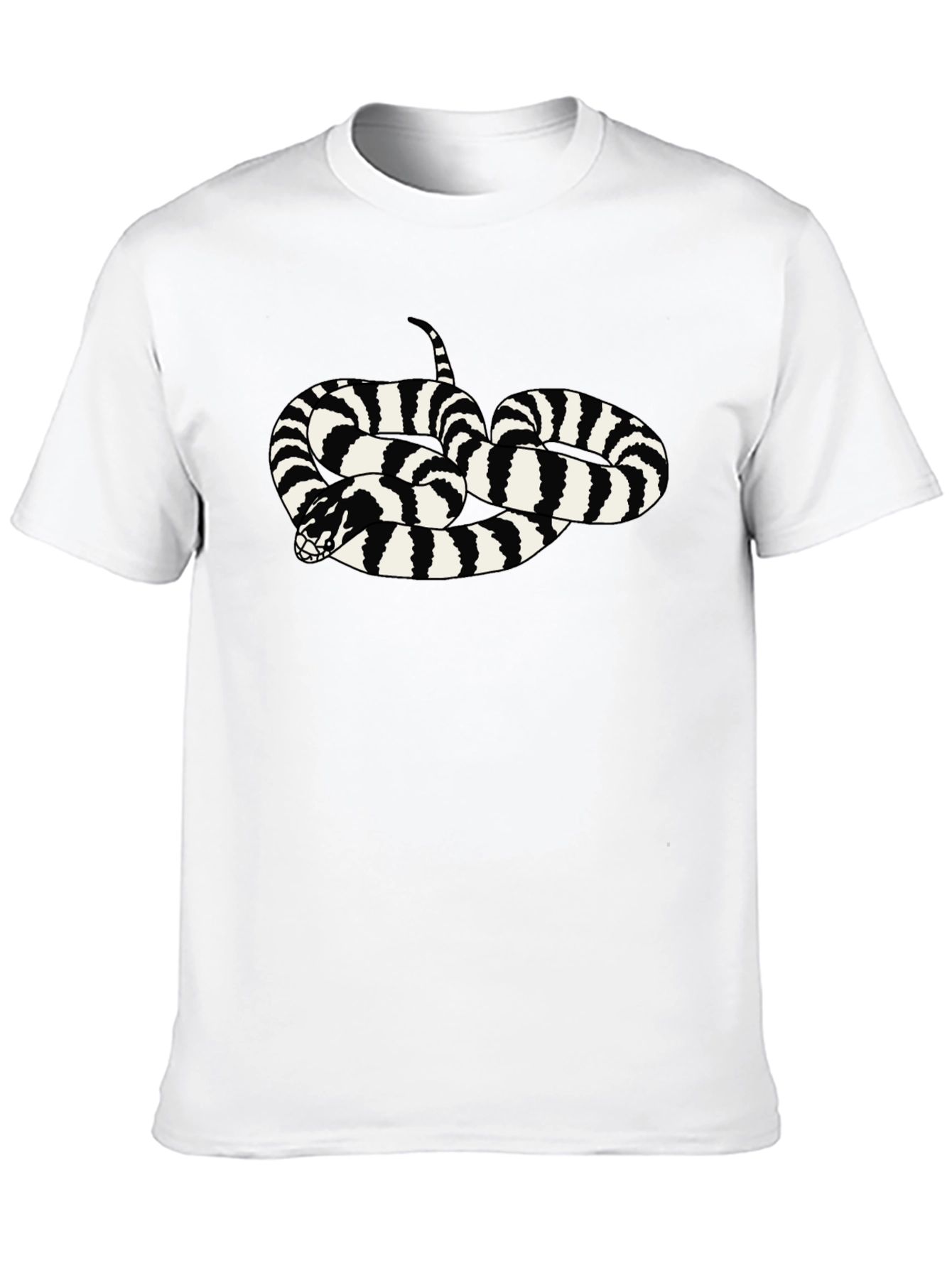 Striped Snake Graphic Tee - Black Cotton