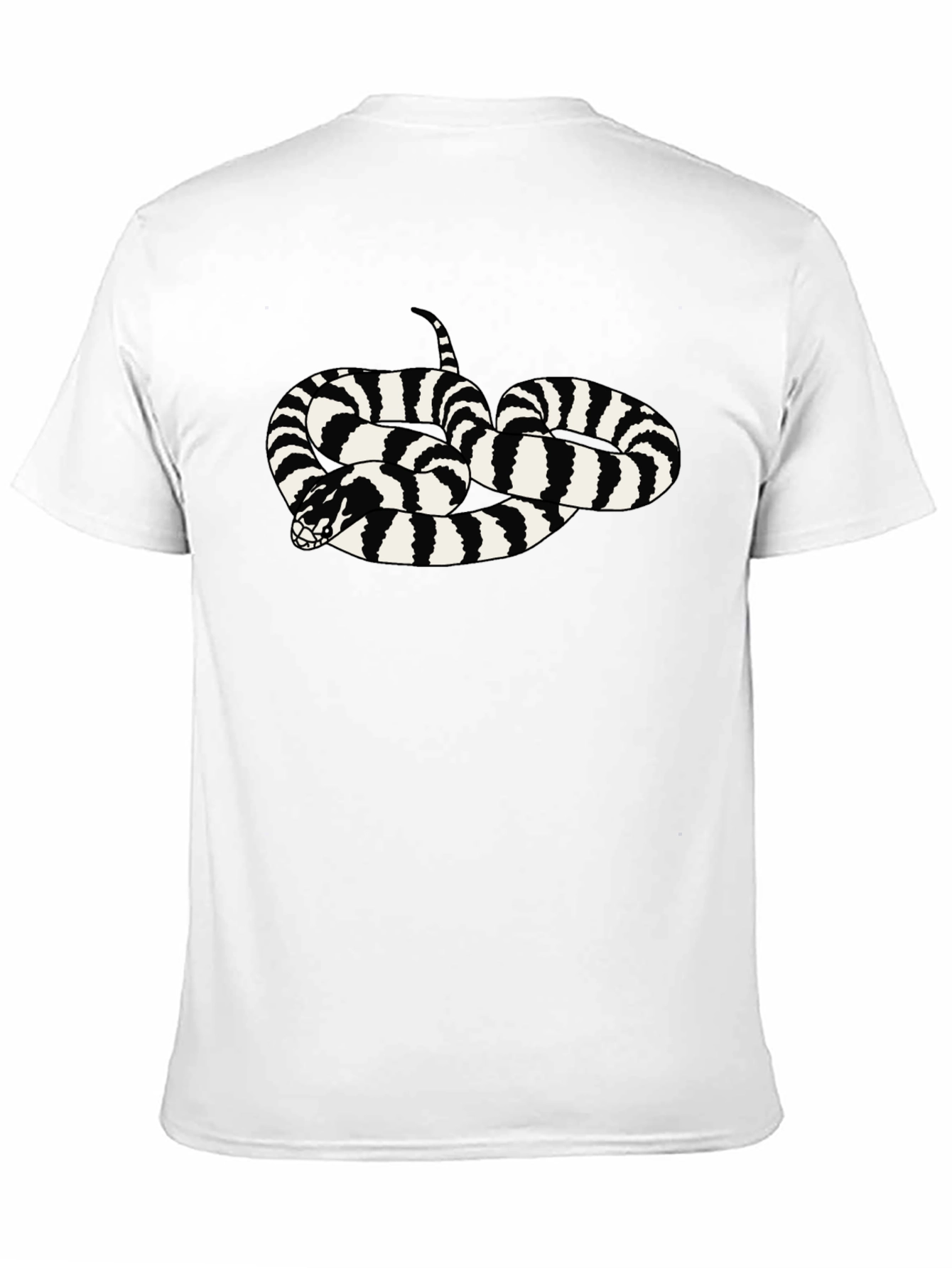 Striped Snake Graphic Tee - Black Cotton