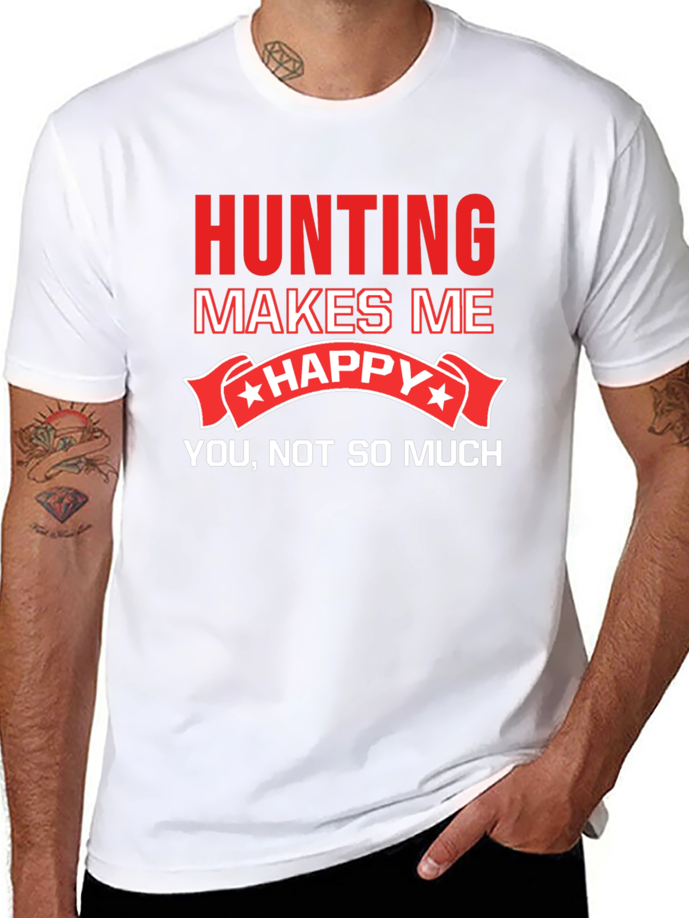 Hunting Makes Me Happy T-Shirt Funny Graphic Tee