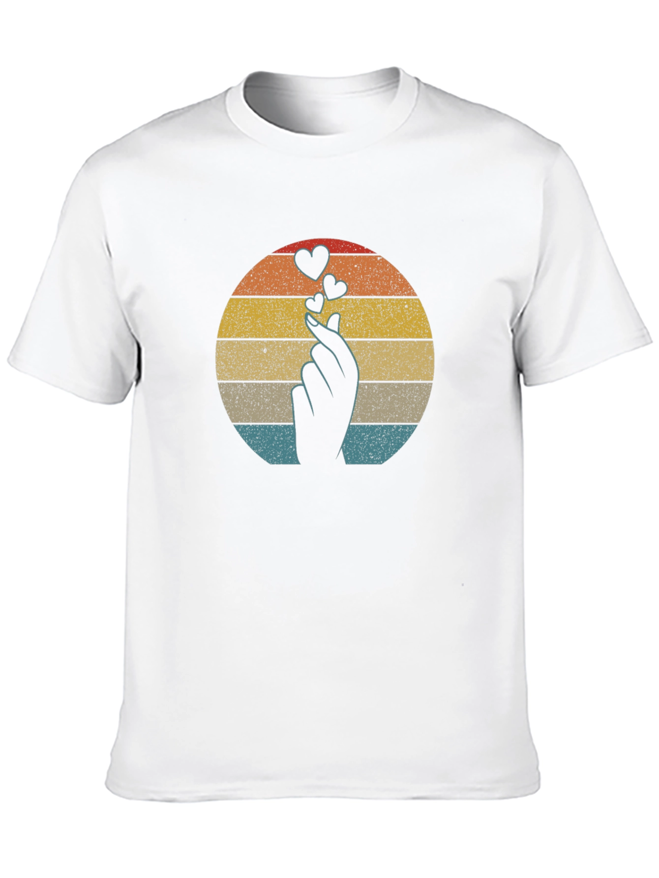 Retro Finger Heart T-Shirt - Korean Love Sign