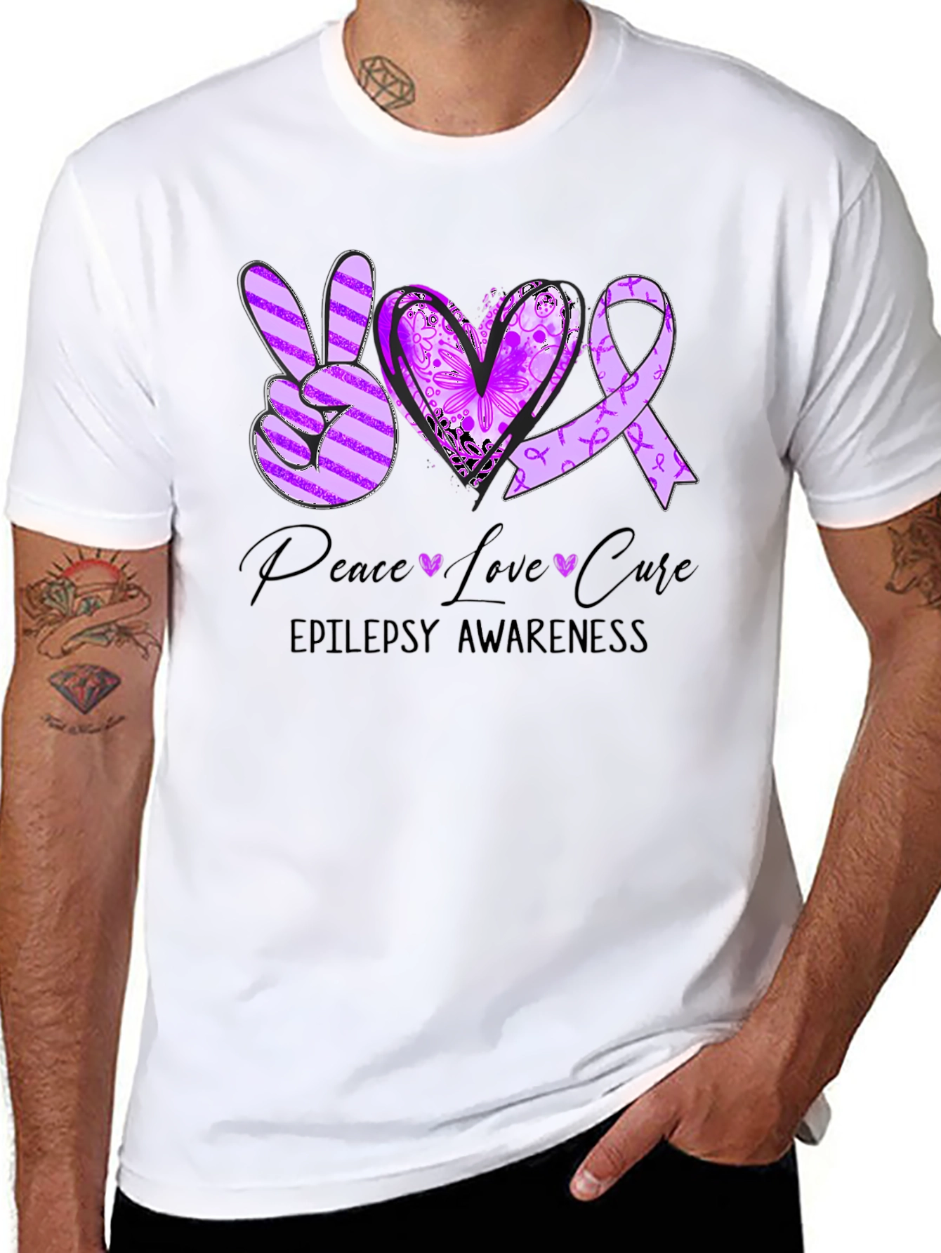 Epilepsy Awareness Peace Love Cure T-Shirt