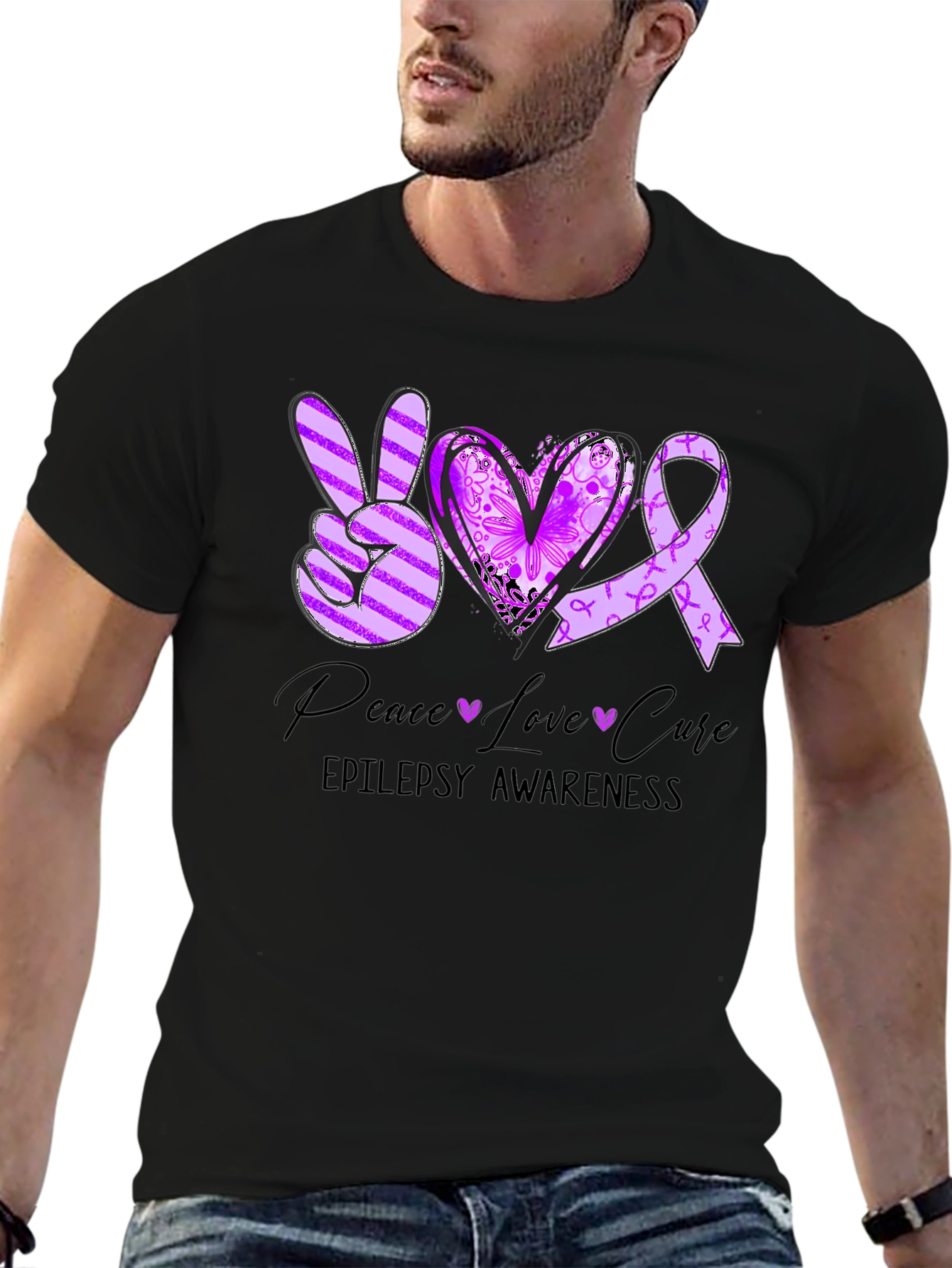 Epilepsy Awareness Peace Love Cure T-Shirt