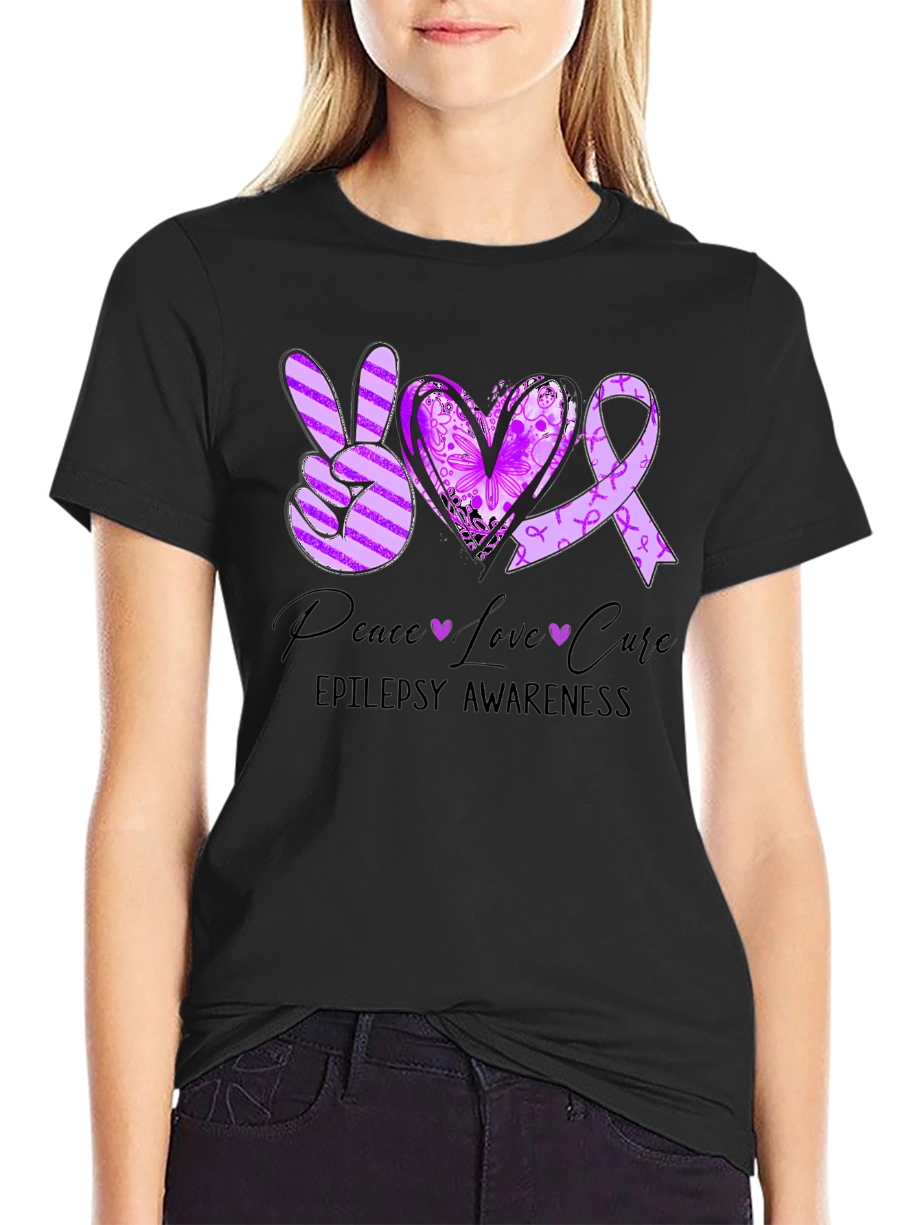 Epilepsy Awareness Peace Love Cure T-Shirt