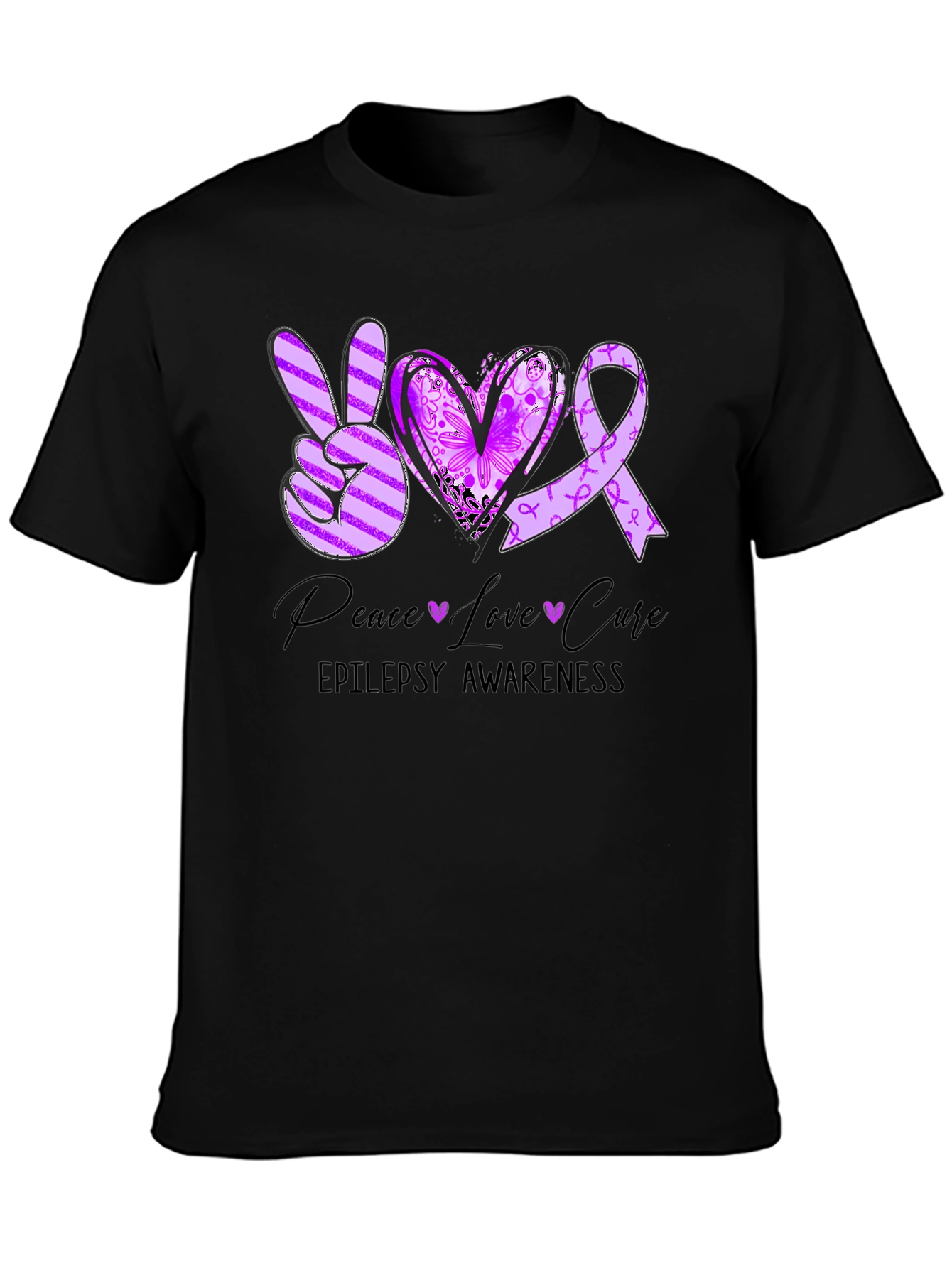 Epilepsy Awareness Peace Love Cure T-Shirt