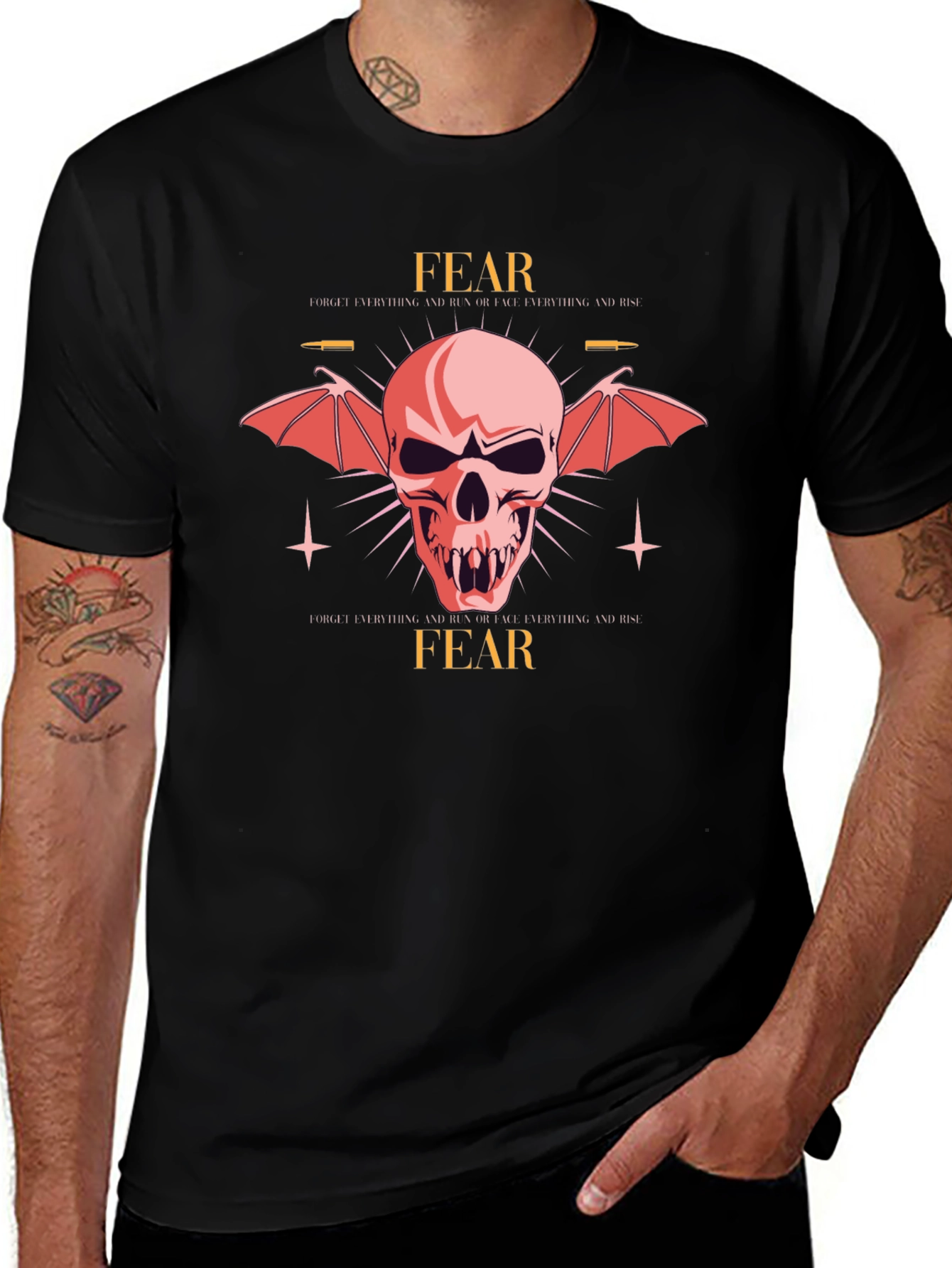 Fear Skull Graphic Black T-Shirt
