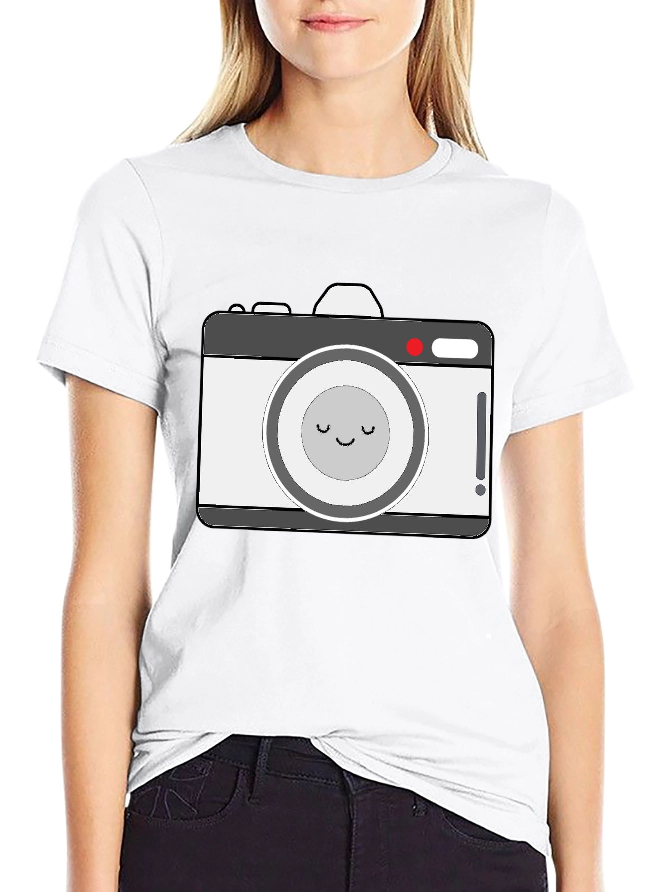Cute Camera Graphic Black T-Shirt