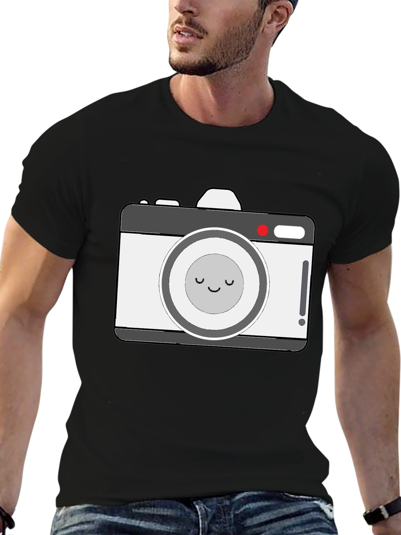 Cute Camera Graphic Black T-Shirt