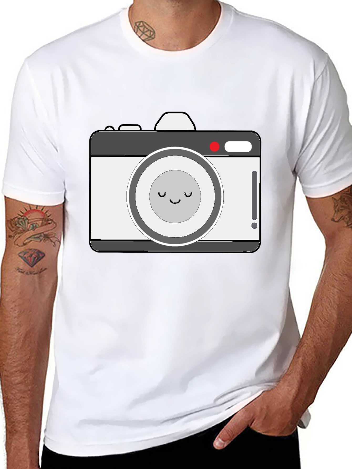 Cute Camera Graphic Black T-Shirt