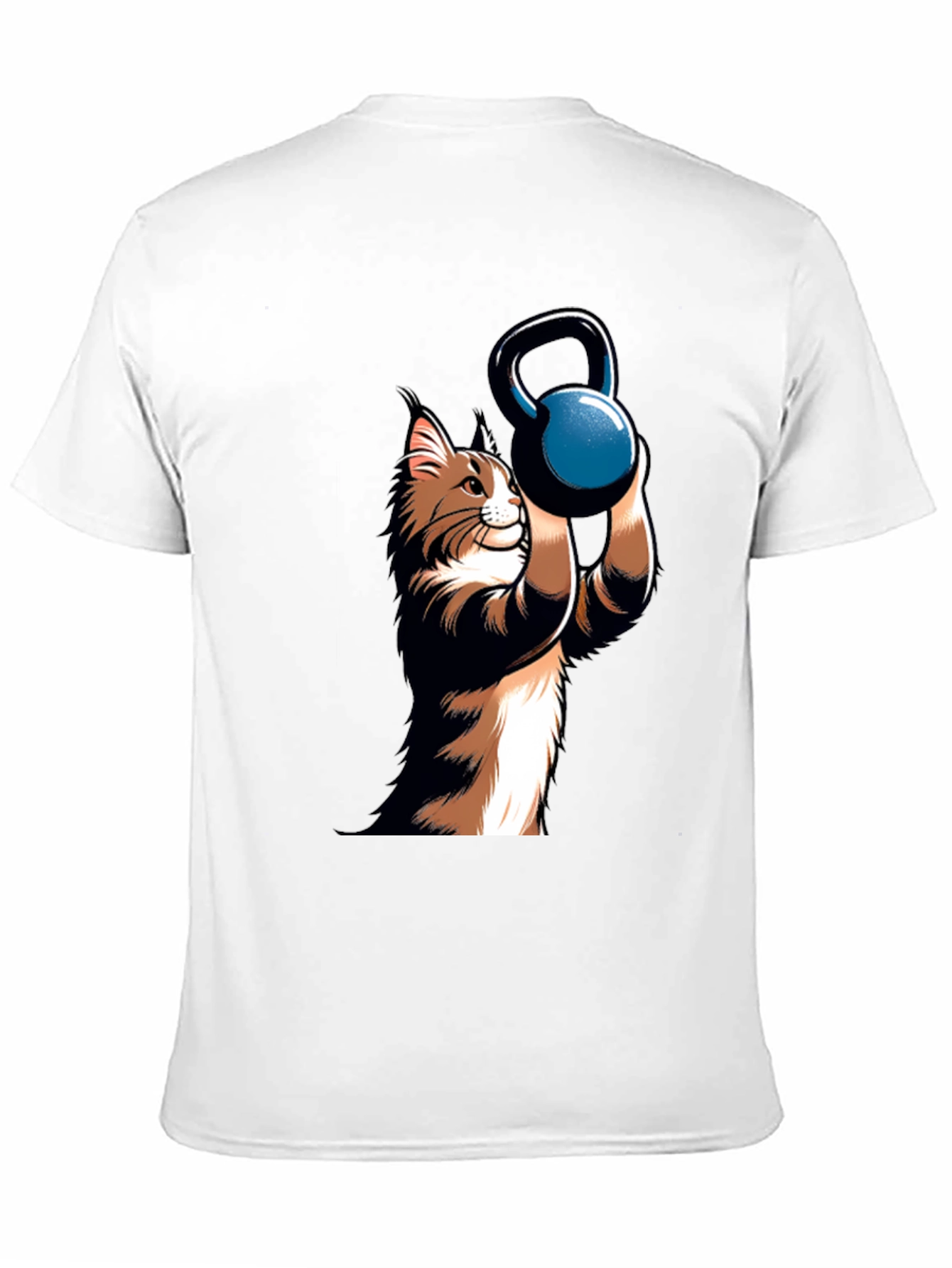 Funny Cat Lifting Kettlebell Black T-Shirt