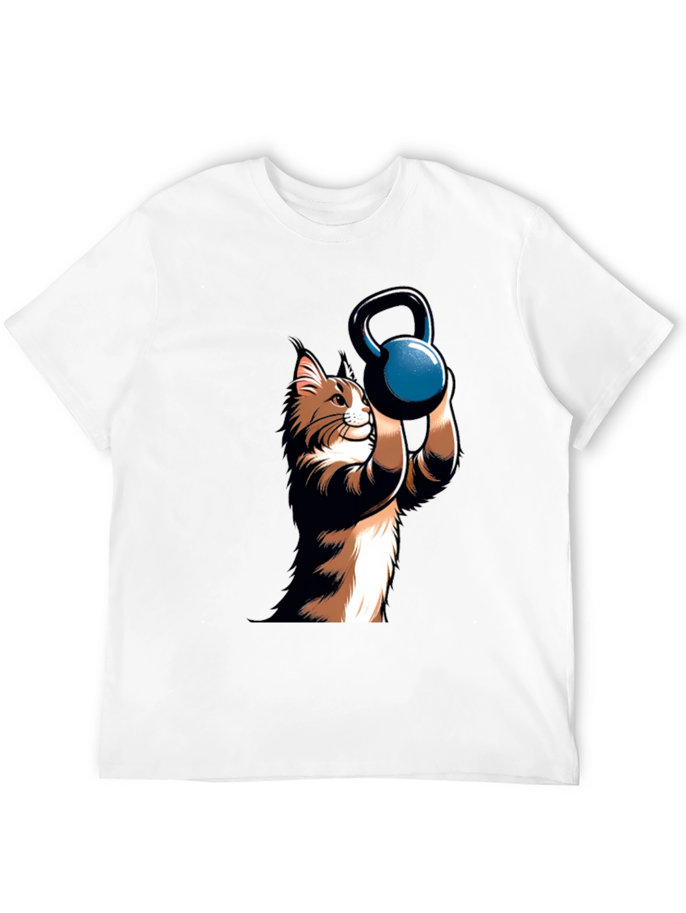 Funny Cat Lifting Kettlebell Black T-Shirt