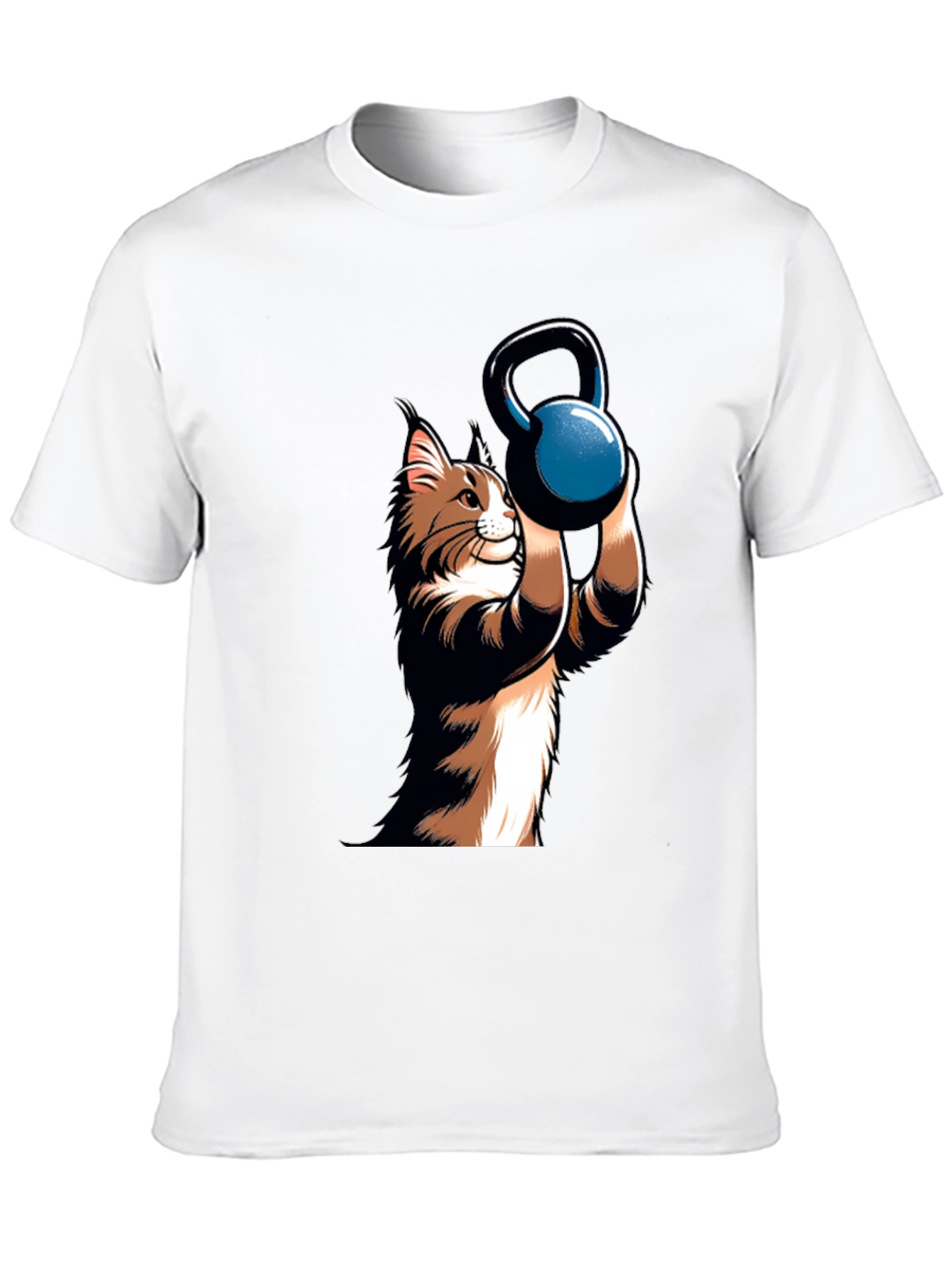 Funny Cat Lifting Kettlebell Black T-Shirt