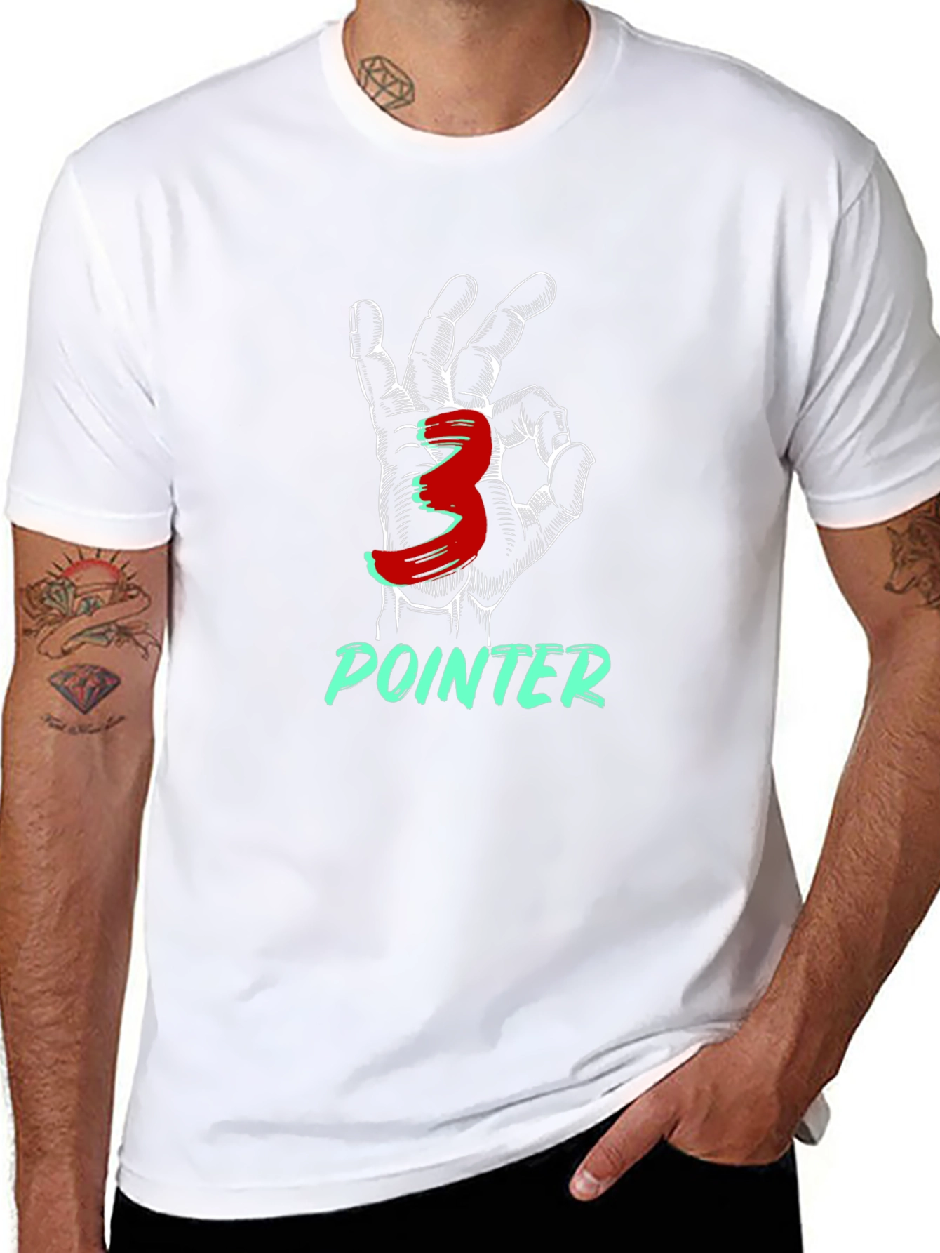 Three Pointer T-Shirt - Basketball Hand Gesture Design