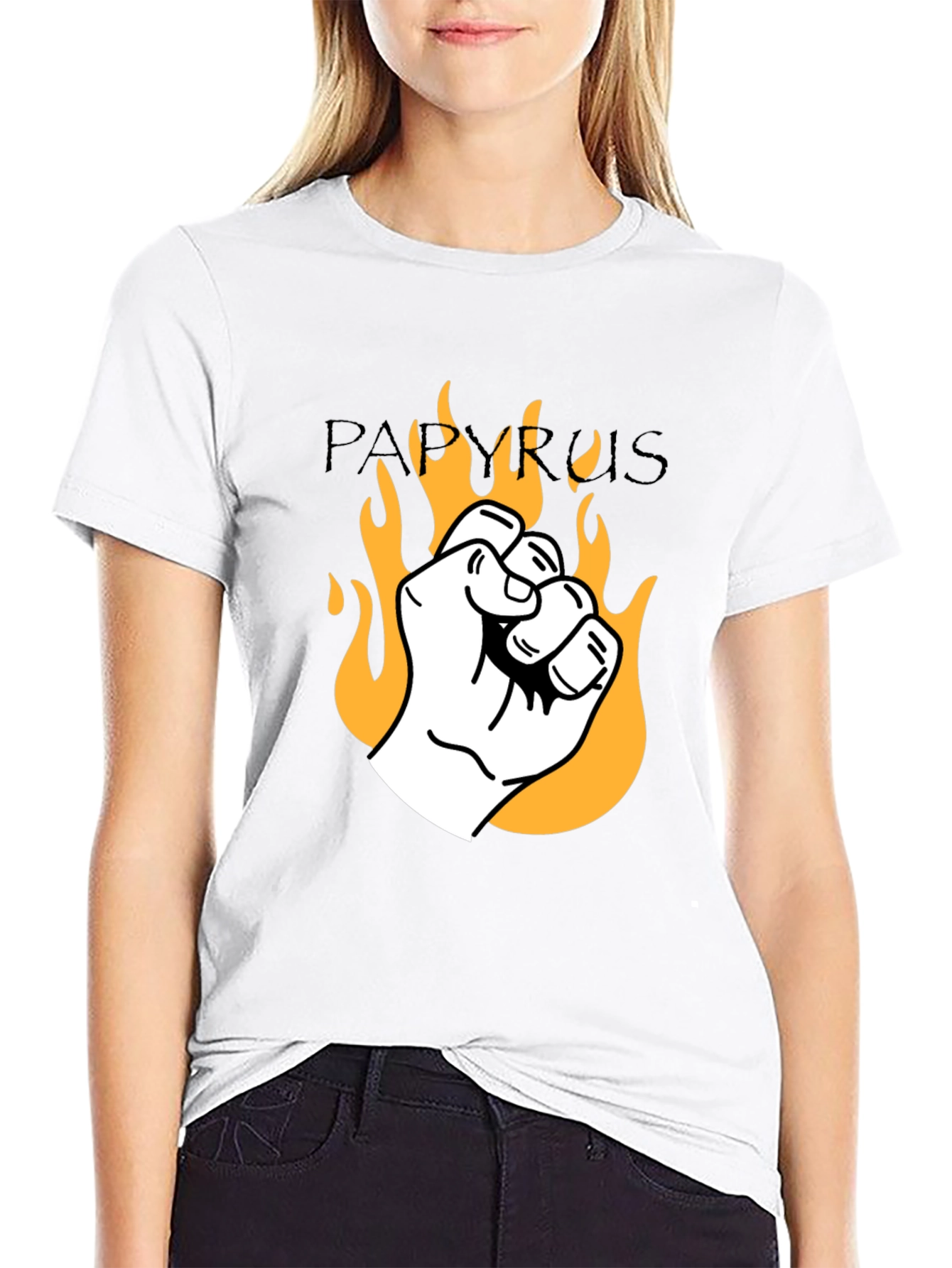 Papyrus Fist Fire Graphic T-Shirt - Black