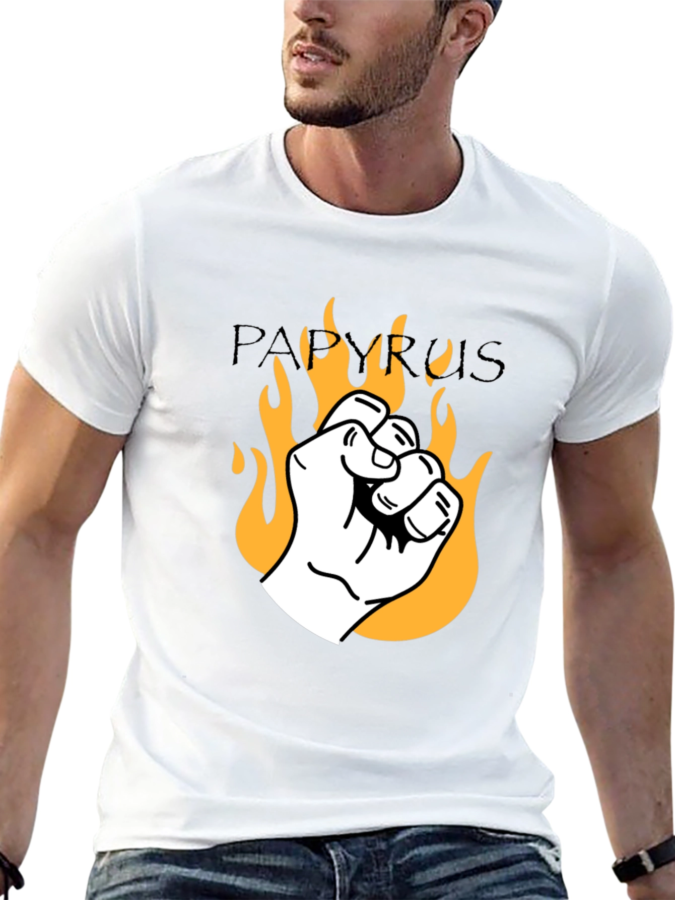 Papyrus Fist Fire Graphic T-Shirt - Black