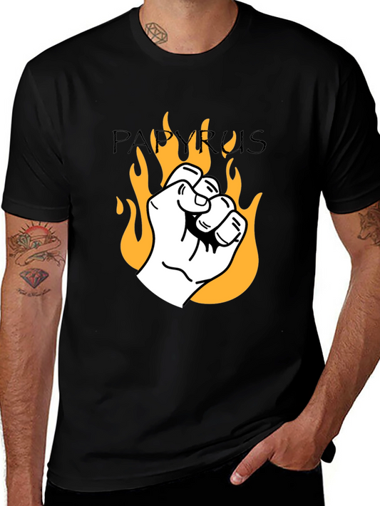 Papyrus Fist Fire Graphic T-Shirt - Black