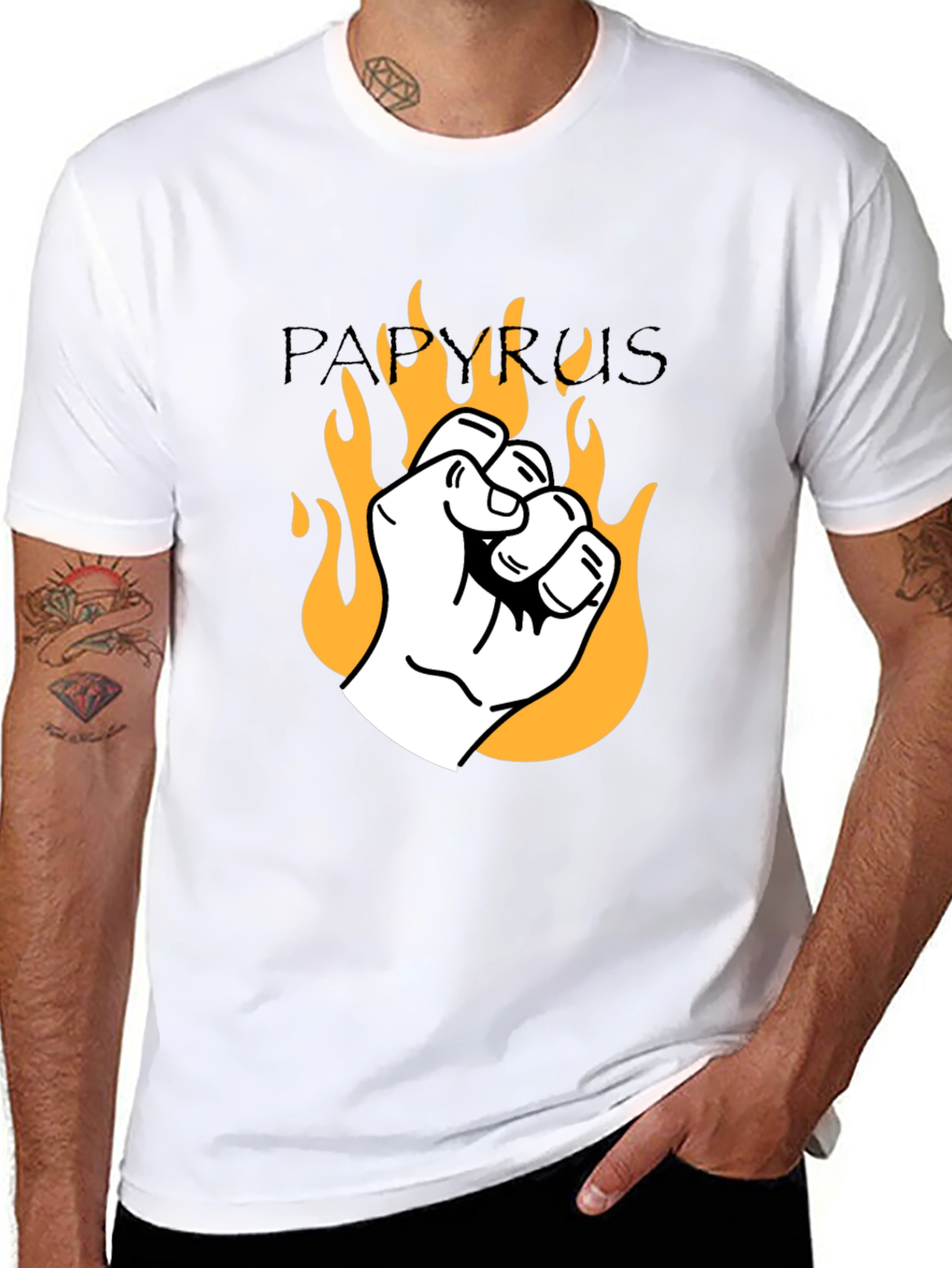 Papyrus Fist Fire Graphic T-Shirt - Black