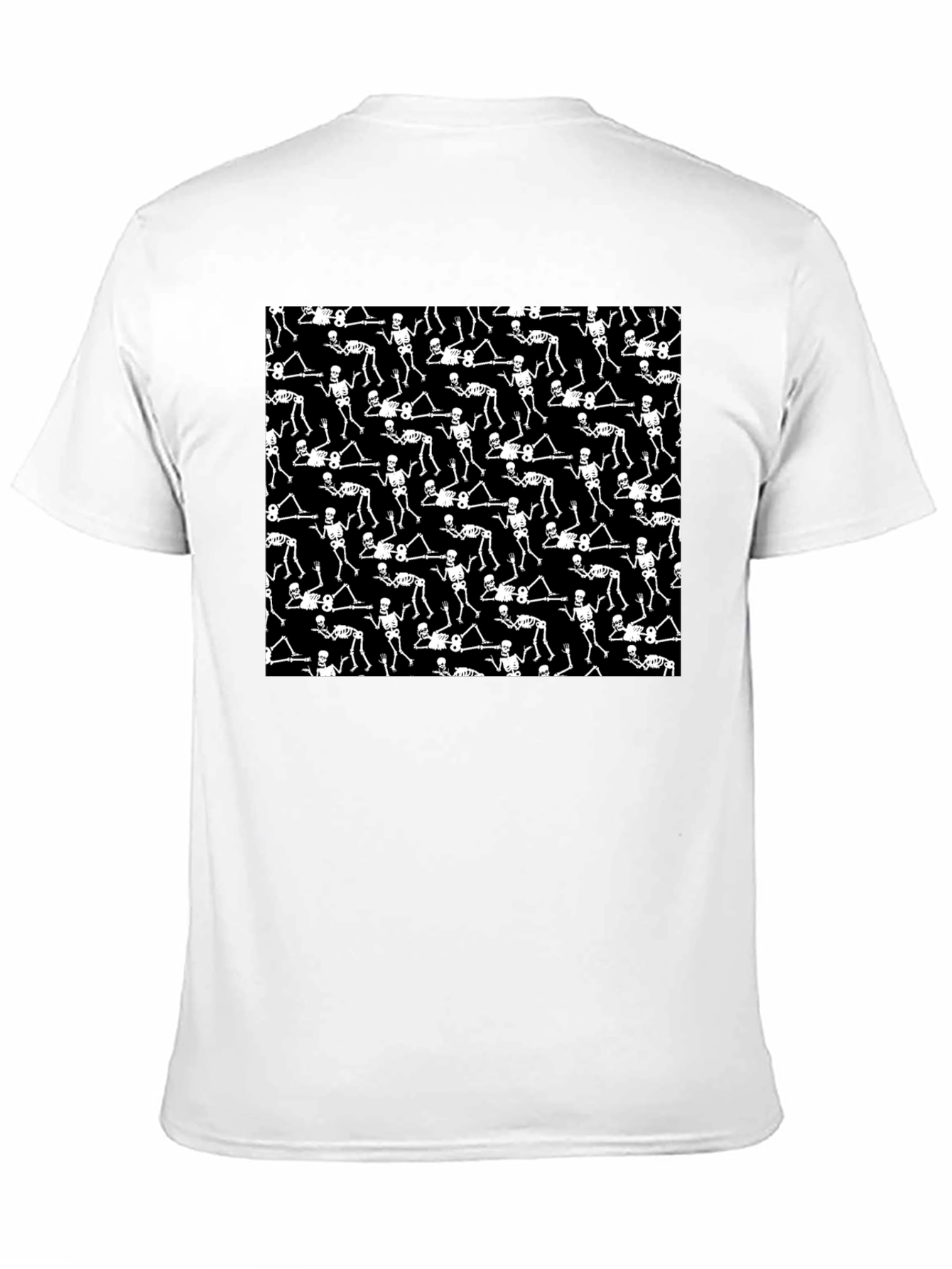 Skeleton Patterned Black Crew Neck T-Shirt