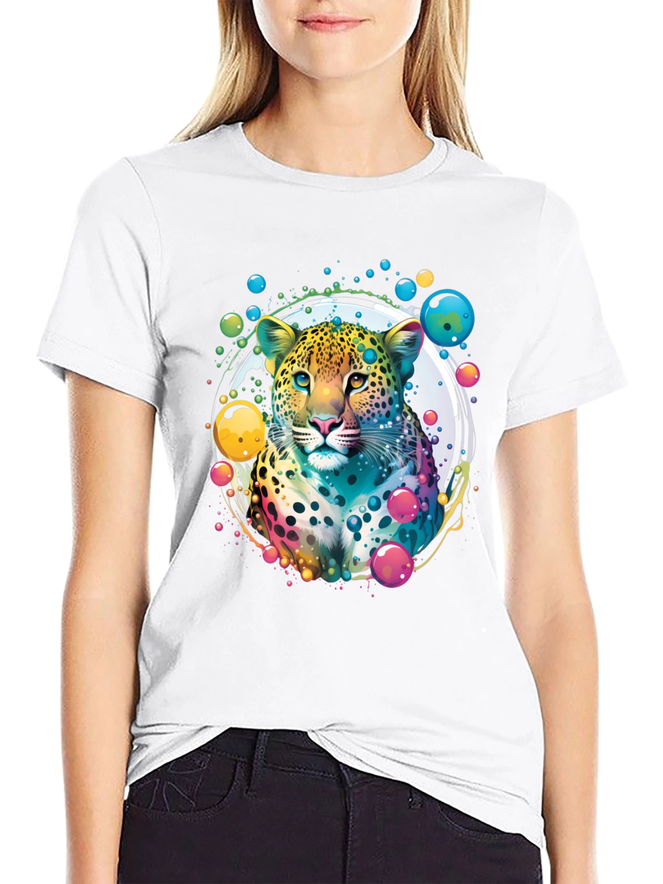 Vibrant Leopard Graphic T-Shirt