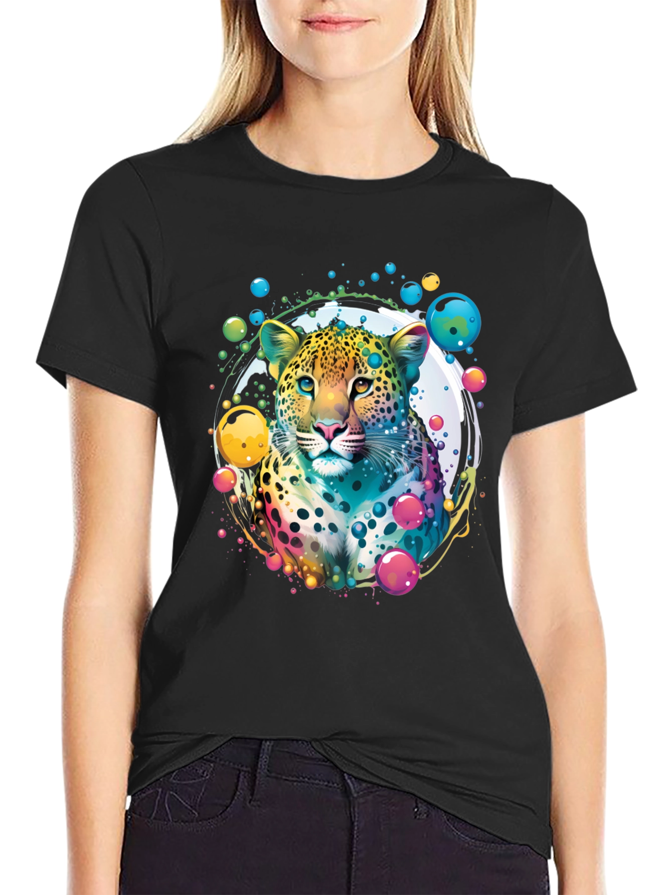 Vibrant Leopard Graphic T-Shirt