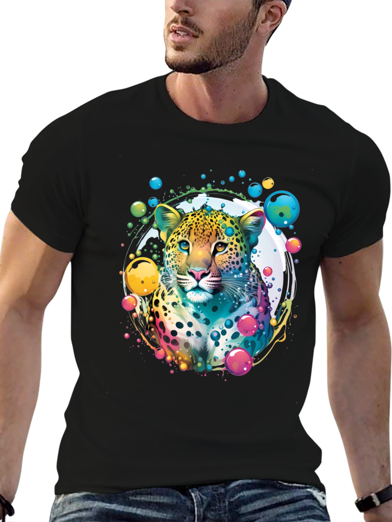 Vibrant Leopard Graphic T-Shirt