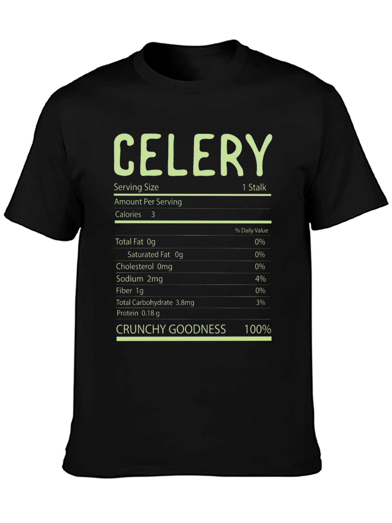 Celery Nutrition Facts T-Shirt - Crunchy Goodness Tee