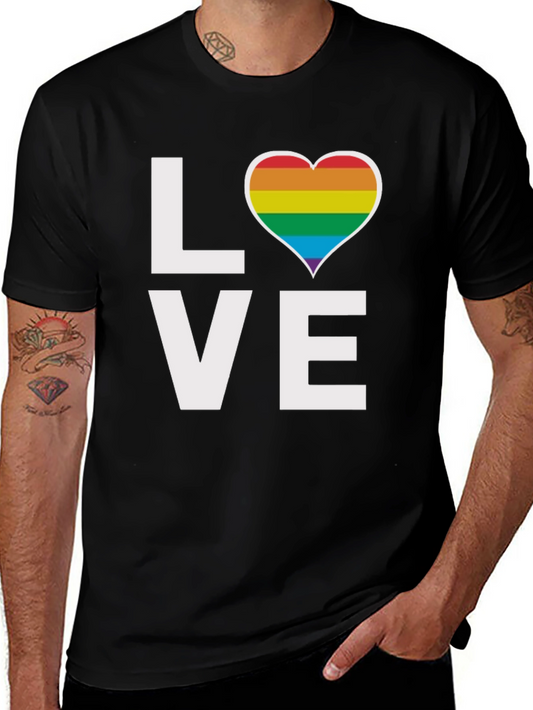 Pride LOVE T-Shirt - Rainbow Heart Design