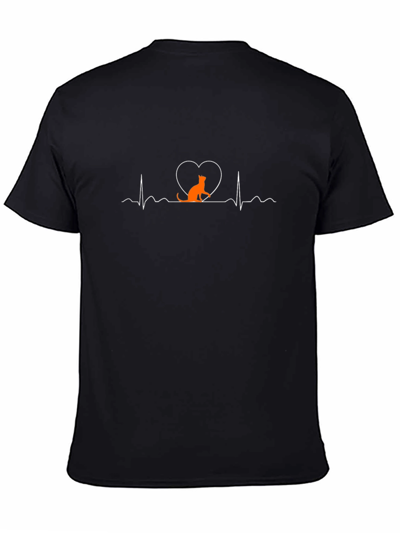 Cat Heartbeat Graphic Tee - Black