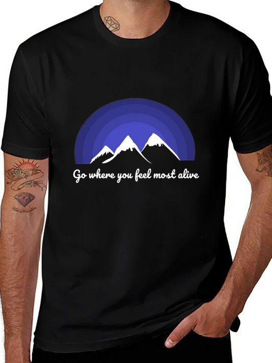 Mountainscape Graphic Tee - Go Where You Feel Most Alive
