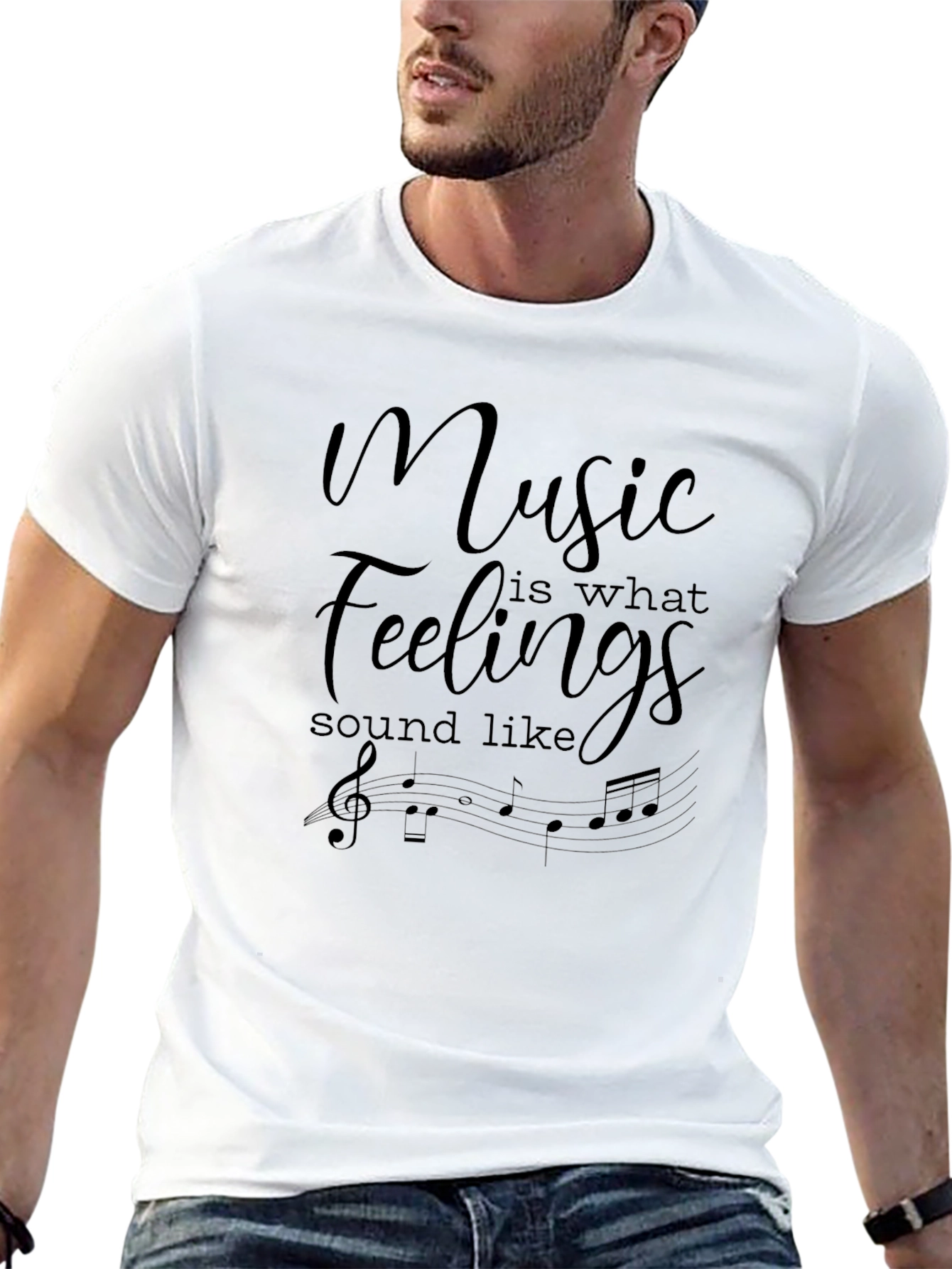 Music is What Feelings Sound Like Black T-Shirt